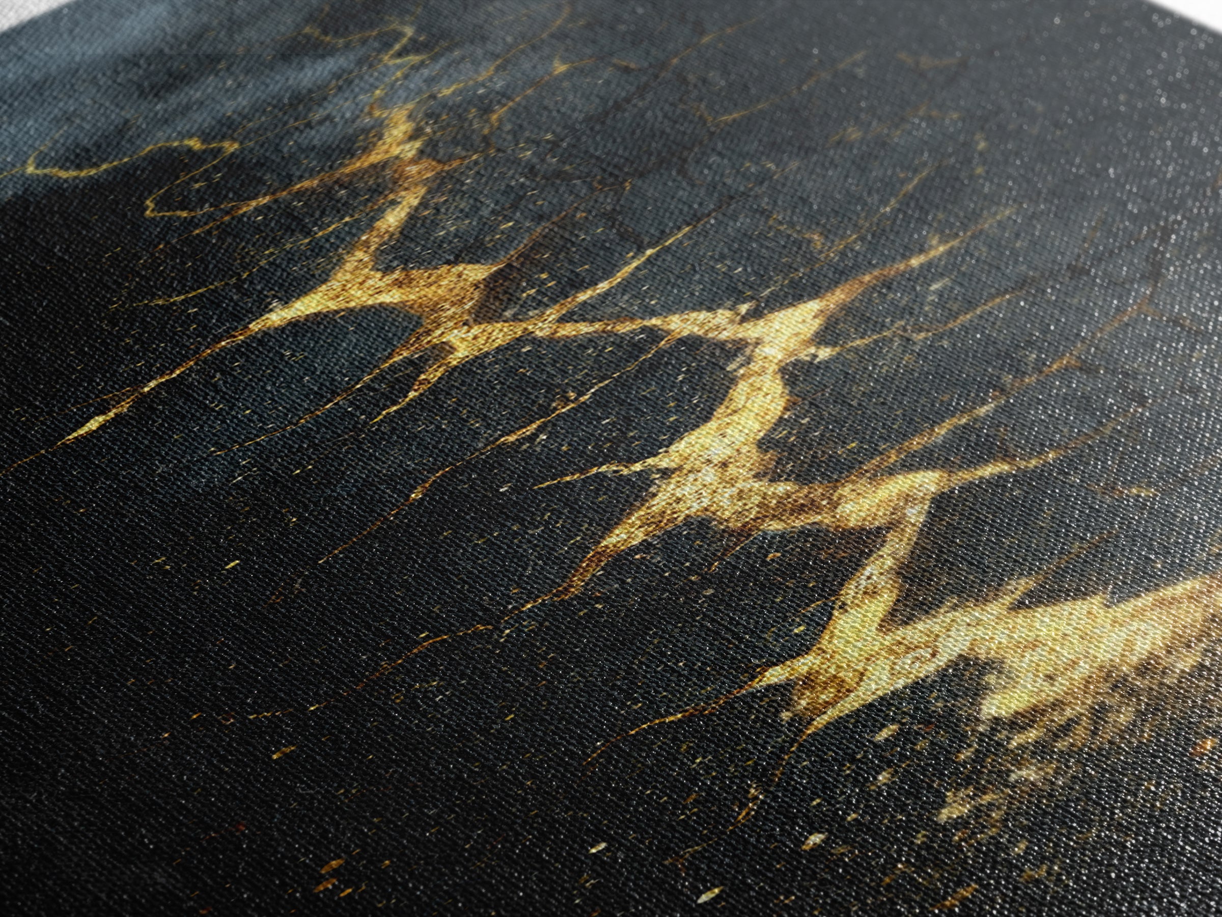 Cracked Path Ragnarok Canvas Gold Art Canvas Art, Norse Mythology Abstract Wall Decor for Office, framed in solid wood