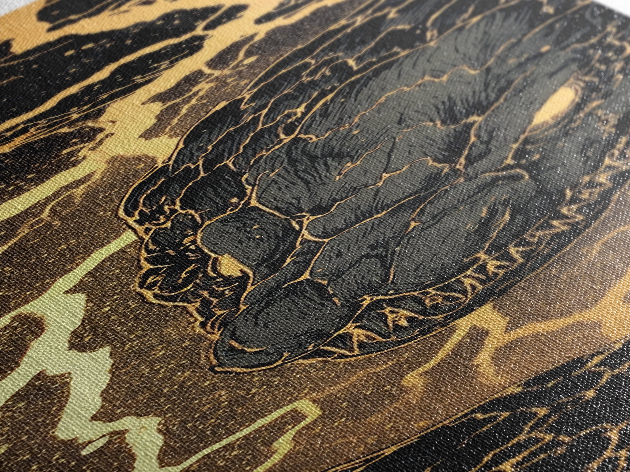 Jormungandr Serpent Canvas Gold Art Canvas Art | Norse Mythology World Serpent Wall Art | Viking Decor Office Gift with Real Wood Frame