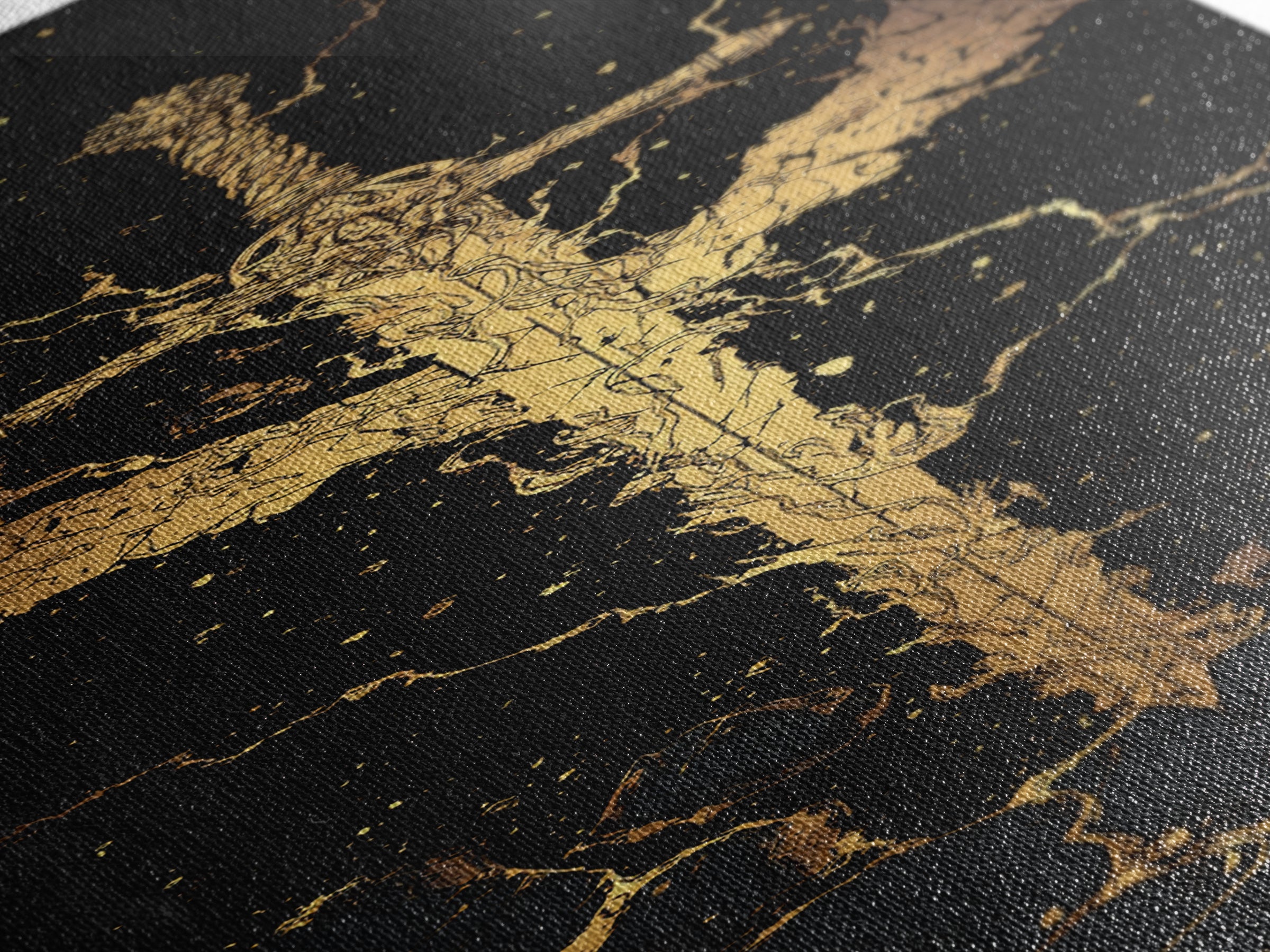 Golden Sword Canvas Gold Art, Norse Mythology Viking Canvas Art Depicting Mythic Blade, Office Art or Man Cave Decor in Real Wood Framing