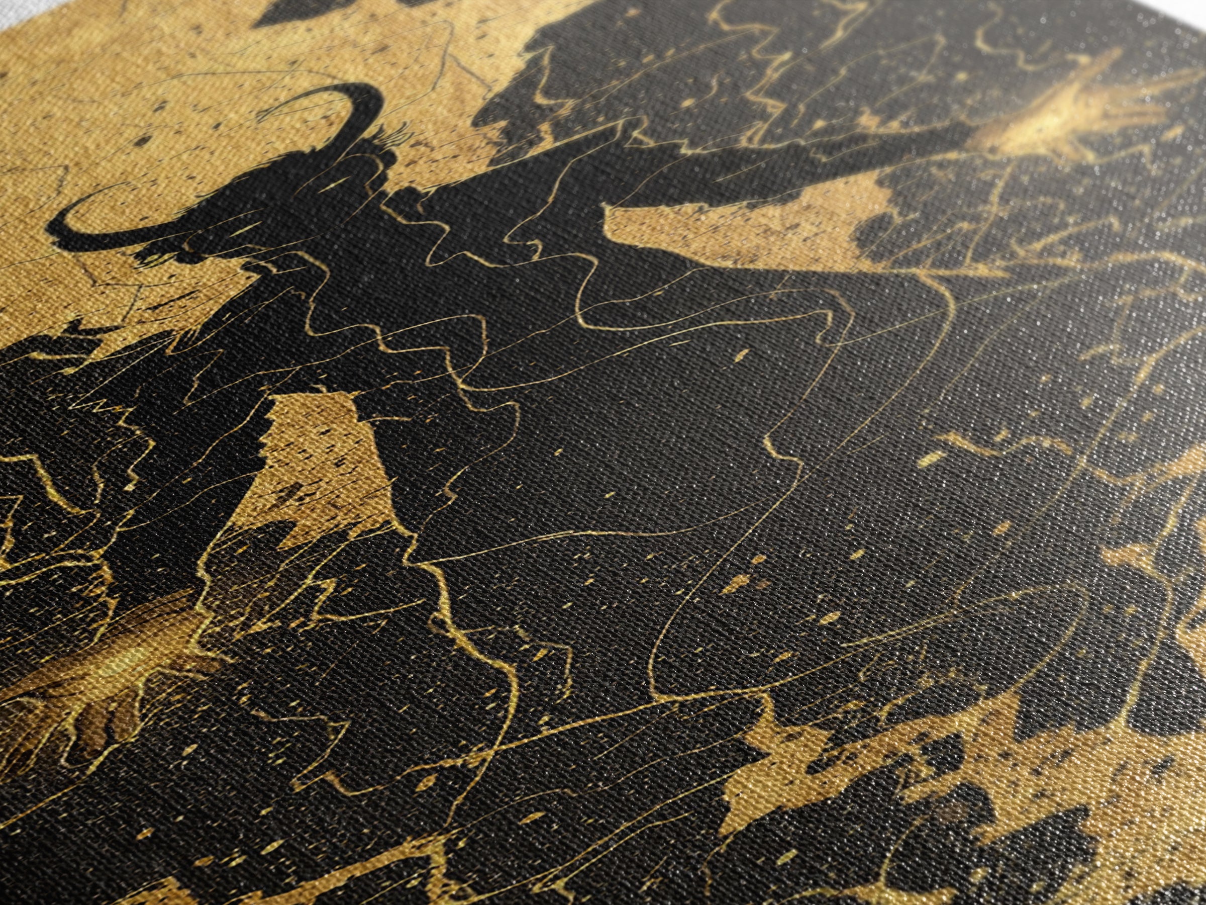 Loki Trickster God Canvas Gold Art – Dark Norse Mythology Canvas Art, Viking wall décor for men, framed in solid real wood