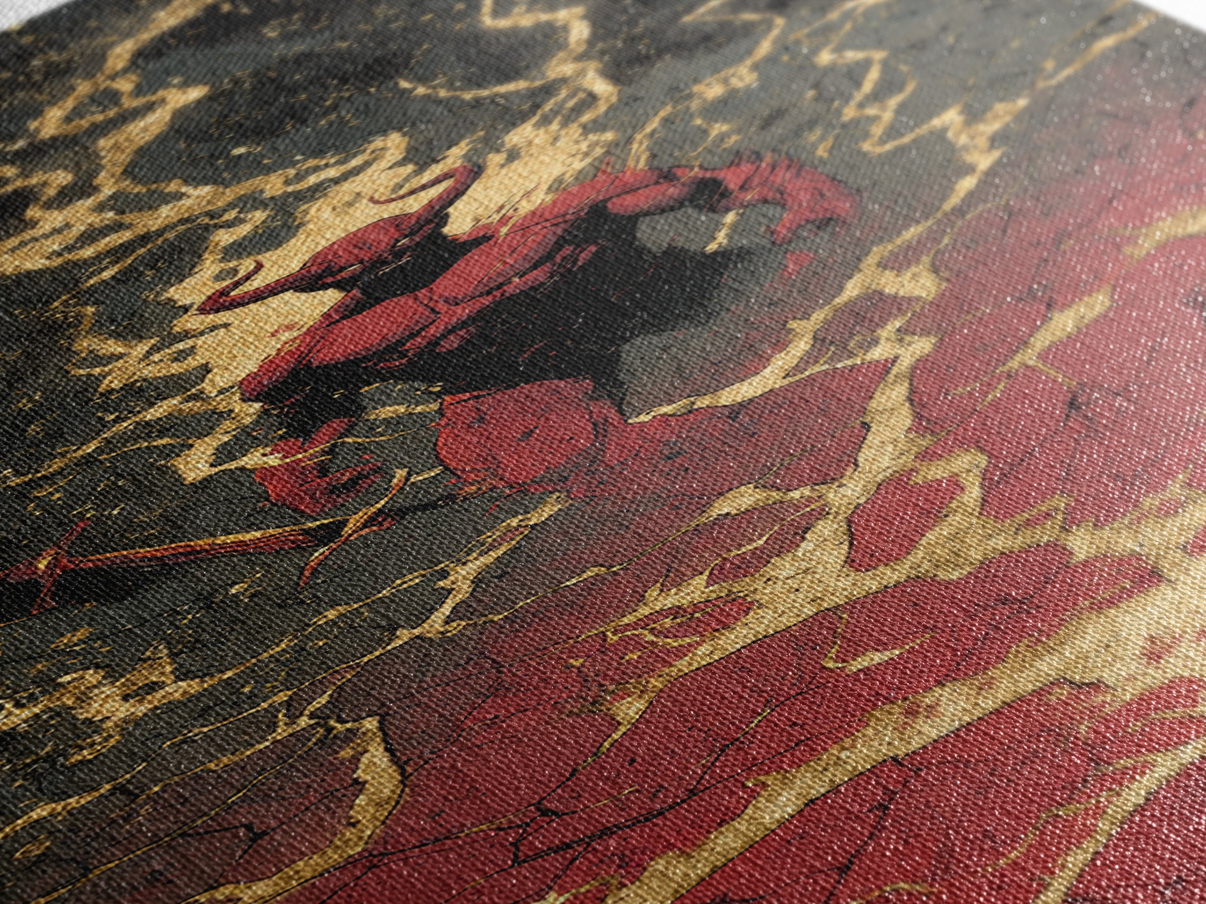 Surtur Canvas Gold Art, Viking Canvas Art Norse Fire Giant Mythology Decor, Bold Man Cave or Office Wall Hanging in Real Wood Frame