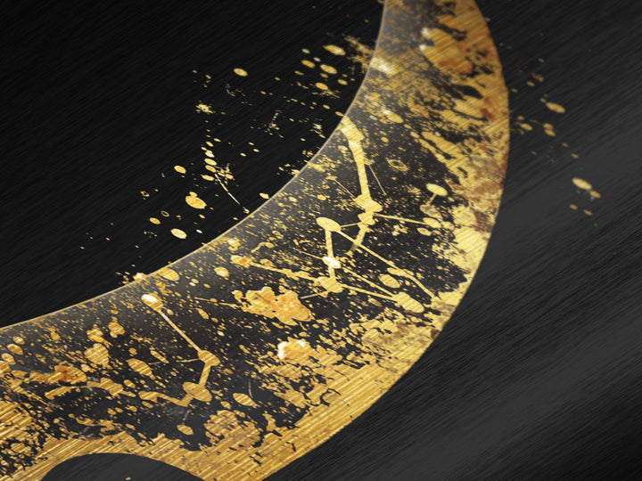 Curved Viking Blade Metallic Gold Art, Nordic Mythology Metal Art Sword Print, Man Cave Wall Decor with real wood frame, warrior gift