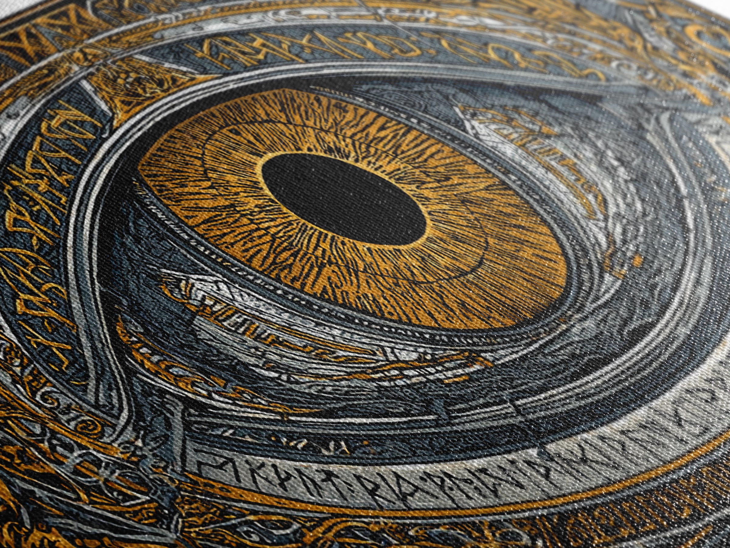 Odin’s Eye Canvas Gold Art Nordic Canvas Art Norse Mythology Wall Decor framed in natural wood, Man Cave Gift, Office Art