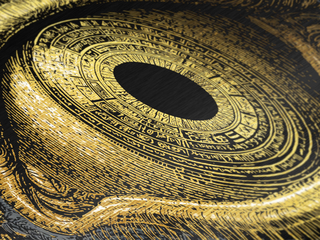Mystic Rune Eye Metallic Gold Art Norse Metal Art Nordic Wall Hanging with real wood frame, Viking Decor, Dad Gift for Office