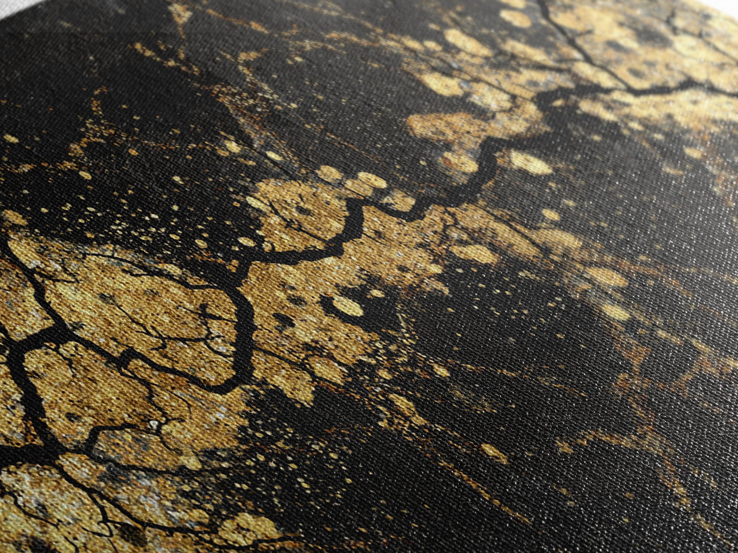 Cracked Stone Canvas Gold Art Nordic Canvas Art Norse Abstract Wall Decor in real wood frame, Man Cave Gift, Office Accent