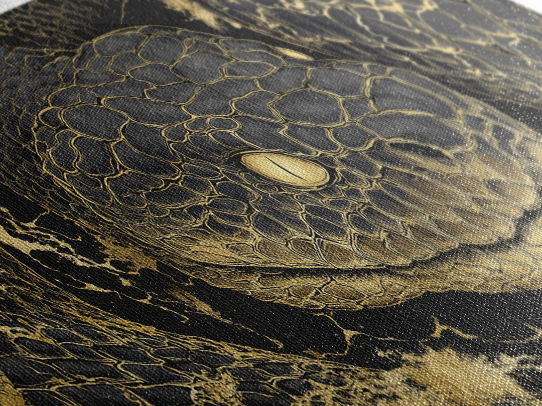 Viking Serpent Jormungandr Canvas Gold Art Canvas Art Norse Mythology Wall Decor for Man Cave or Office framed in natural wood
