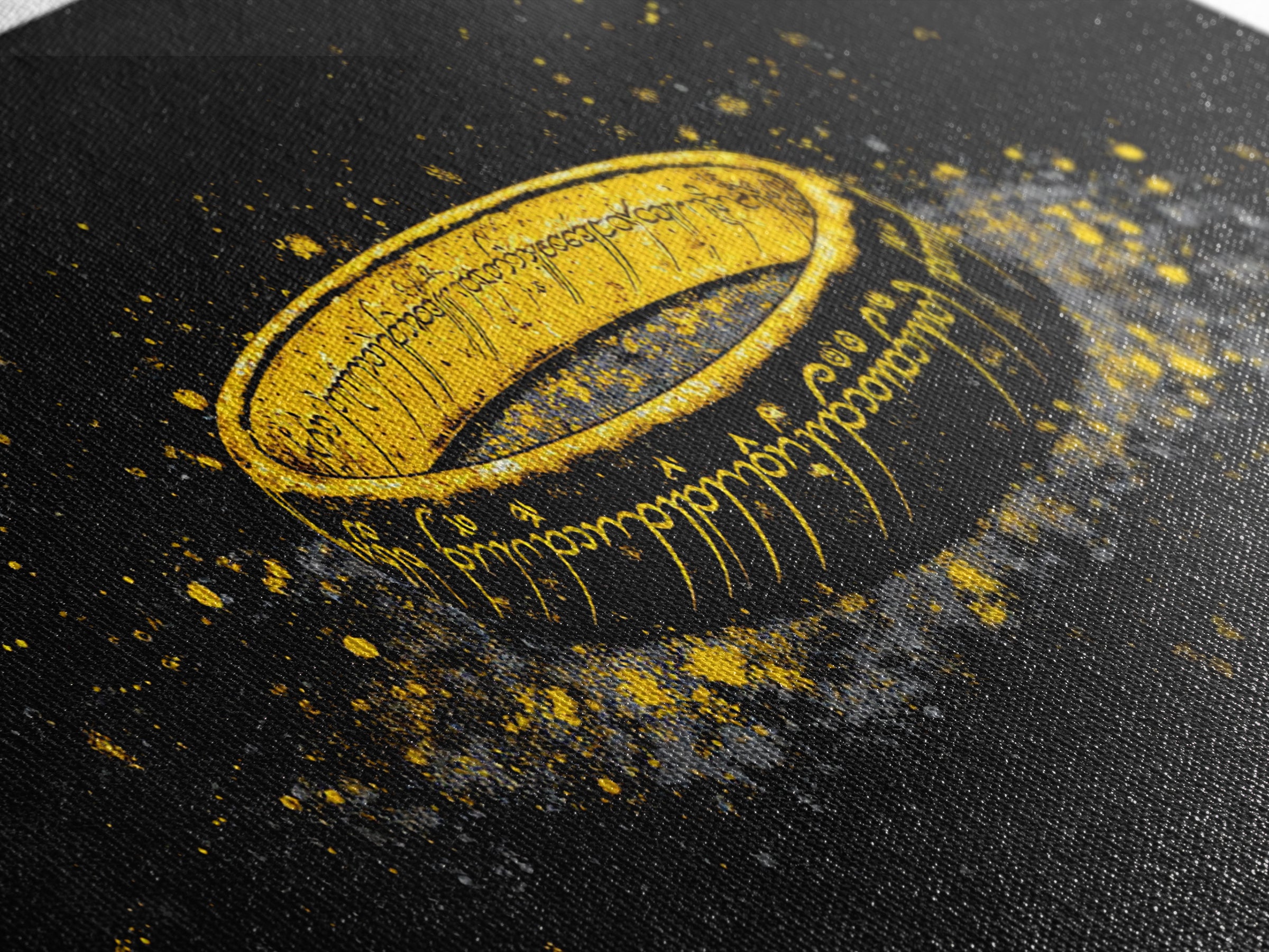 Norse Mythology Rune Ring Canvas Gold Art Viking Symbolic Canvas Art, Man Cave Wall Decor framed in authentic natural wood