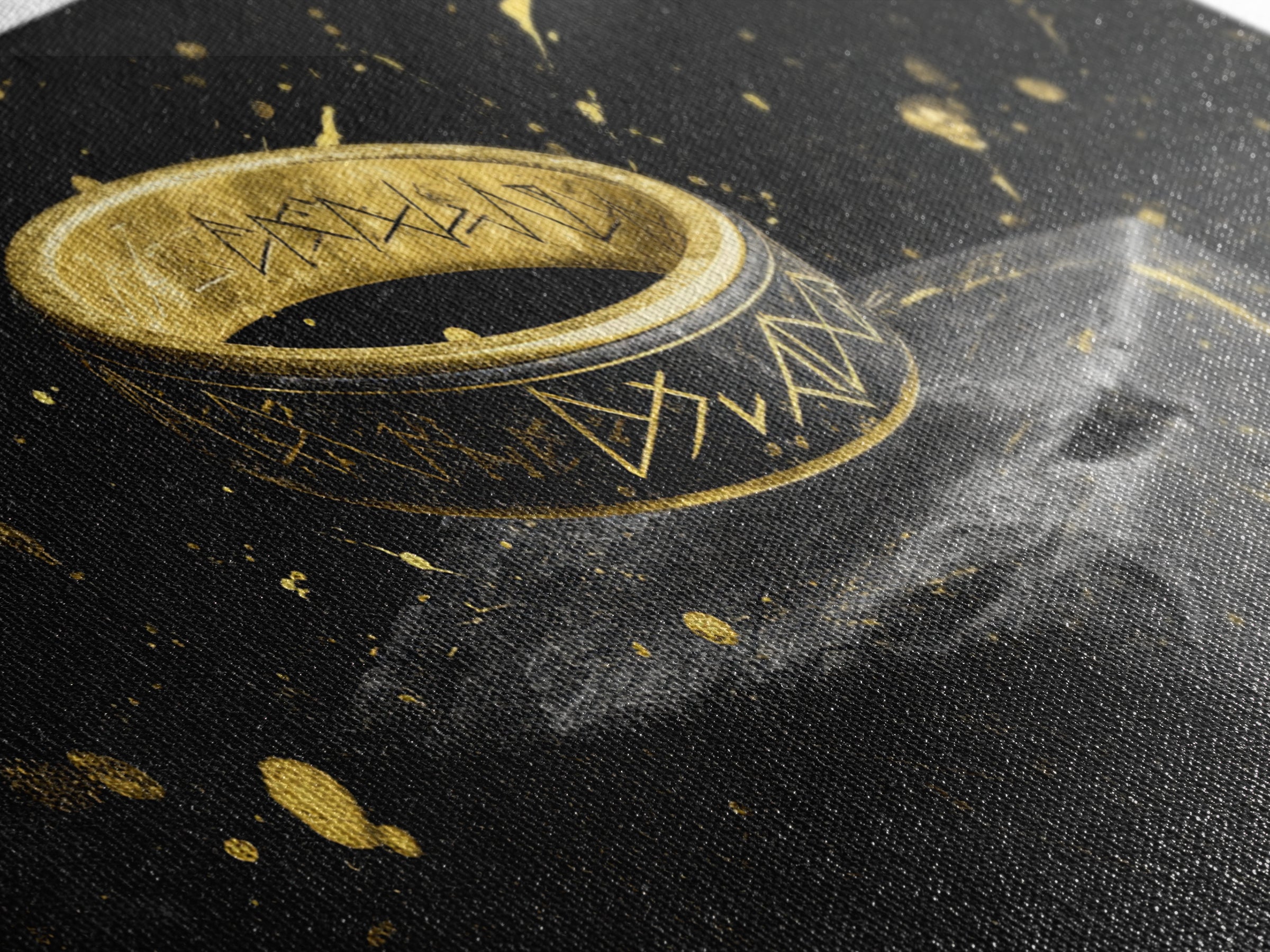 Viking Rune Ring Canvas Gold Art Nordic Symbol Canvas Art Norse Jewelry Wall Decor, Office Art or Dad Gift with real wood frame