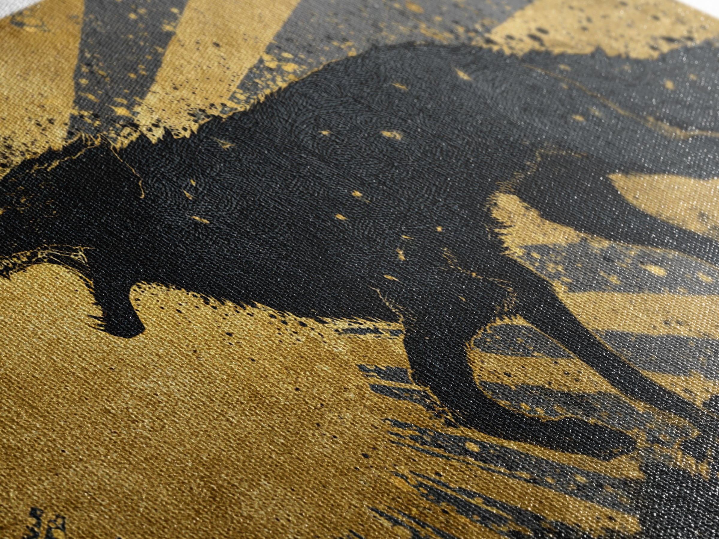 Hati and Sköll Wolves Canvas Gold Art Norse Mythology Canvas Art, Viking Sun and Moon Chase Wall Decor framed in real wood