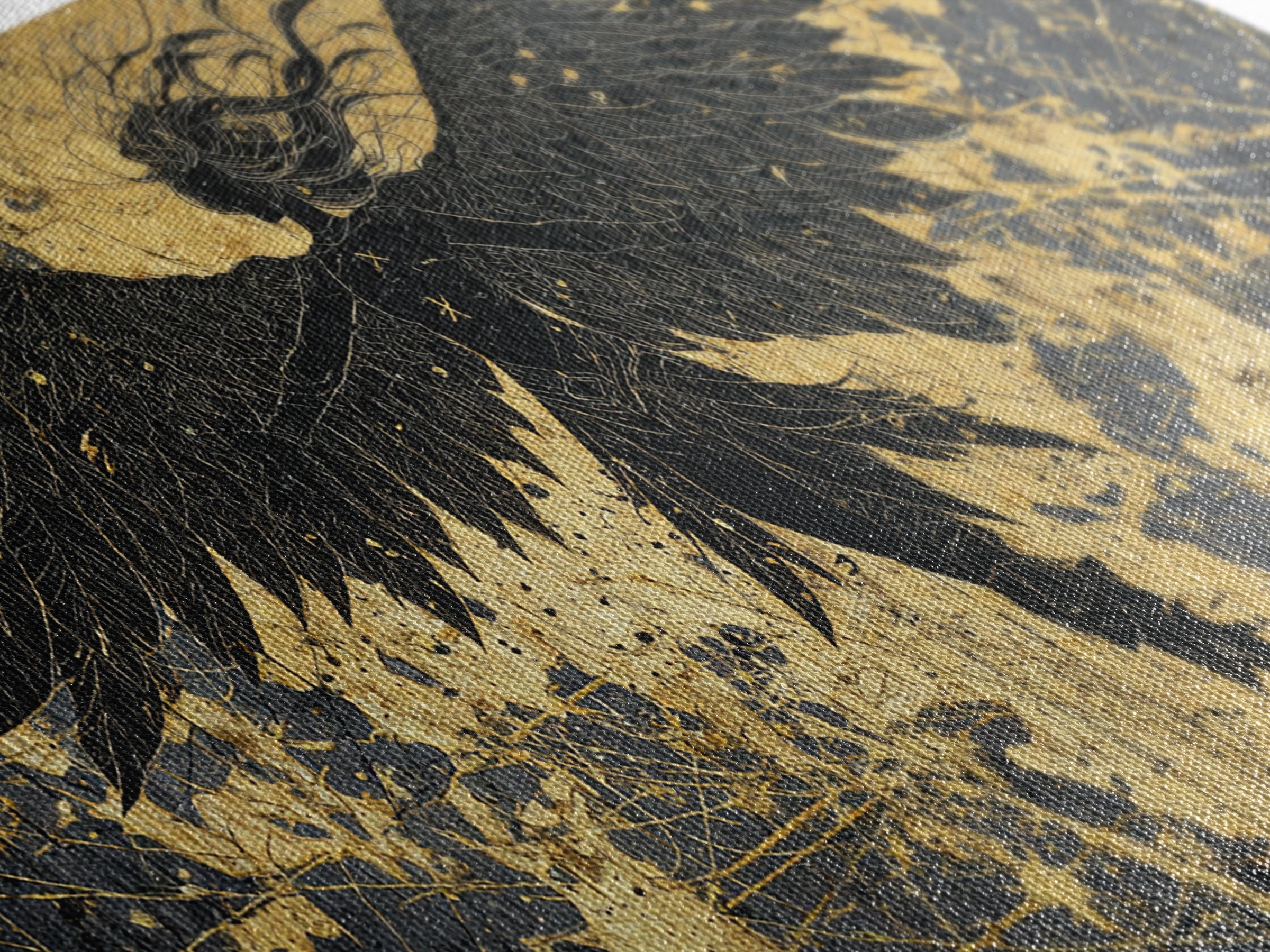 Valkyrie Canvas Gold Art Nordic Canvas Art with Real Wood Frame, Norse Mythology Warrior Wall Decor for Office or Man Cave
