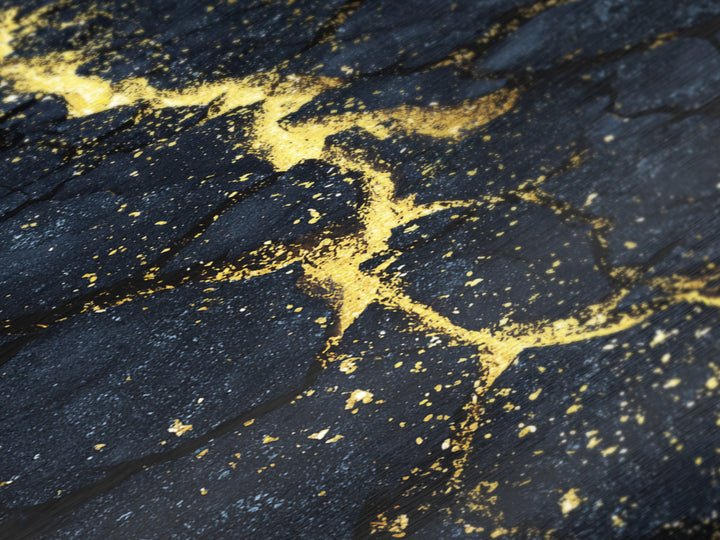 Cracked Earth with Molten Gold Metallic Gold Art Metal Art Norse Inspired Abstract Nordic Decor Office or Man Cave framed wood