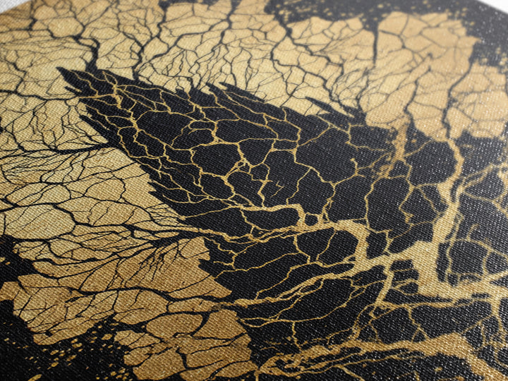 Yggdrasil Roots Canvas Gold Art Canvas Art | Nordic Mythology Wall Art Viking Pagan Decor | Office or Man Cave | Wood Framing
