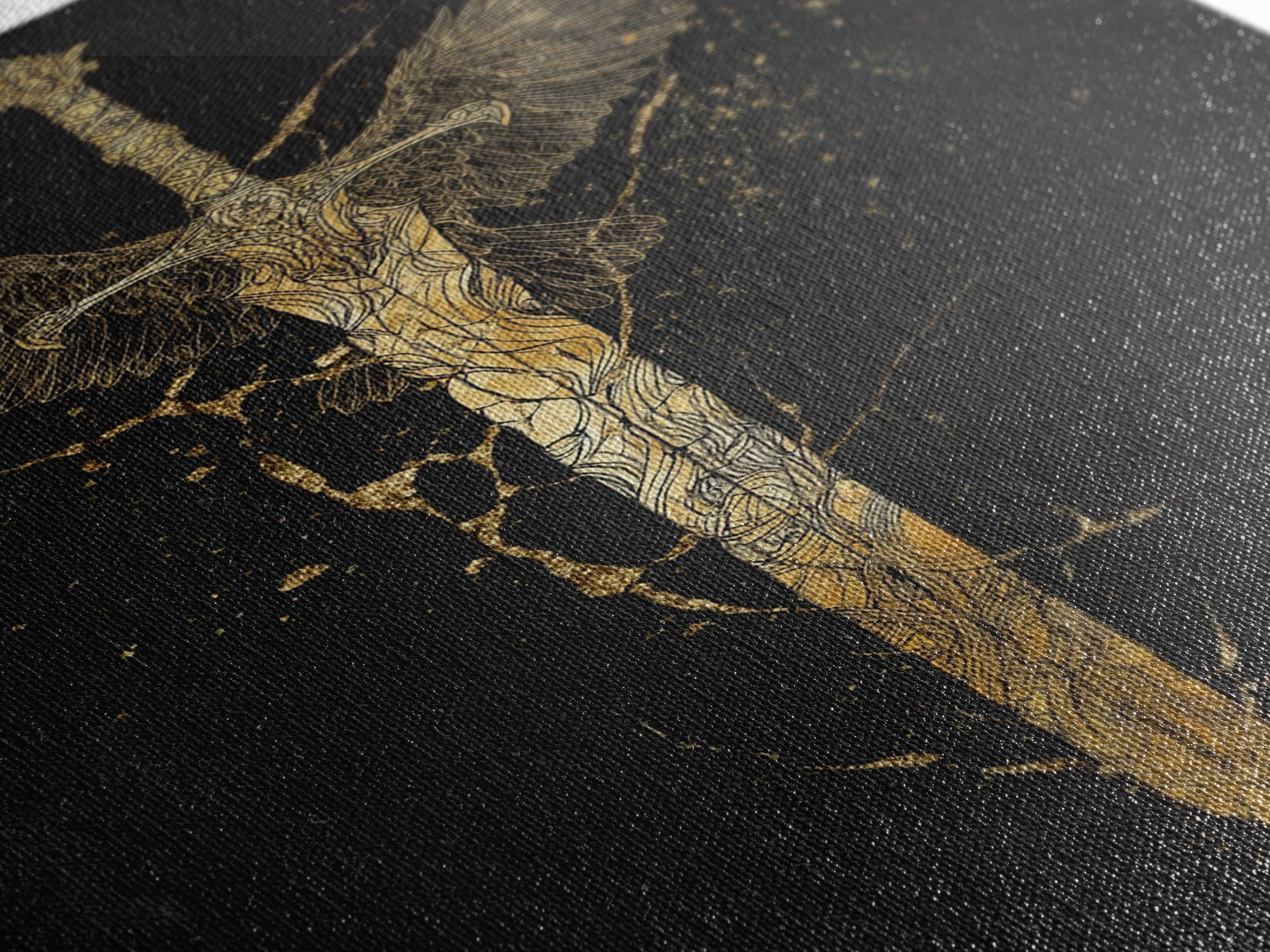 Mythic Sword of Odin Canvas Gold Art Canvas Art | Norse Viking Weapon Wall Decor Pagan Symbol | Office Art in Real Wood Framing