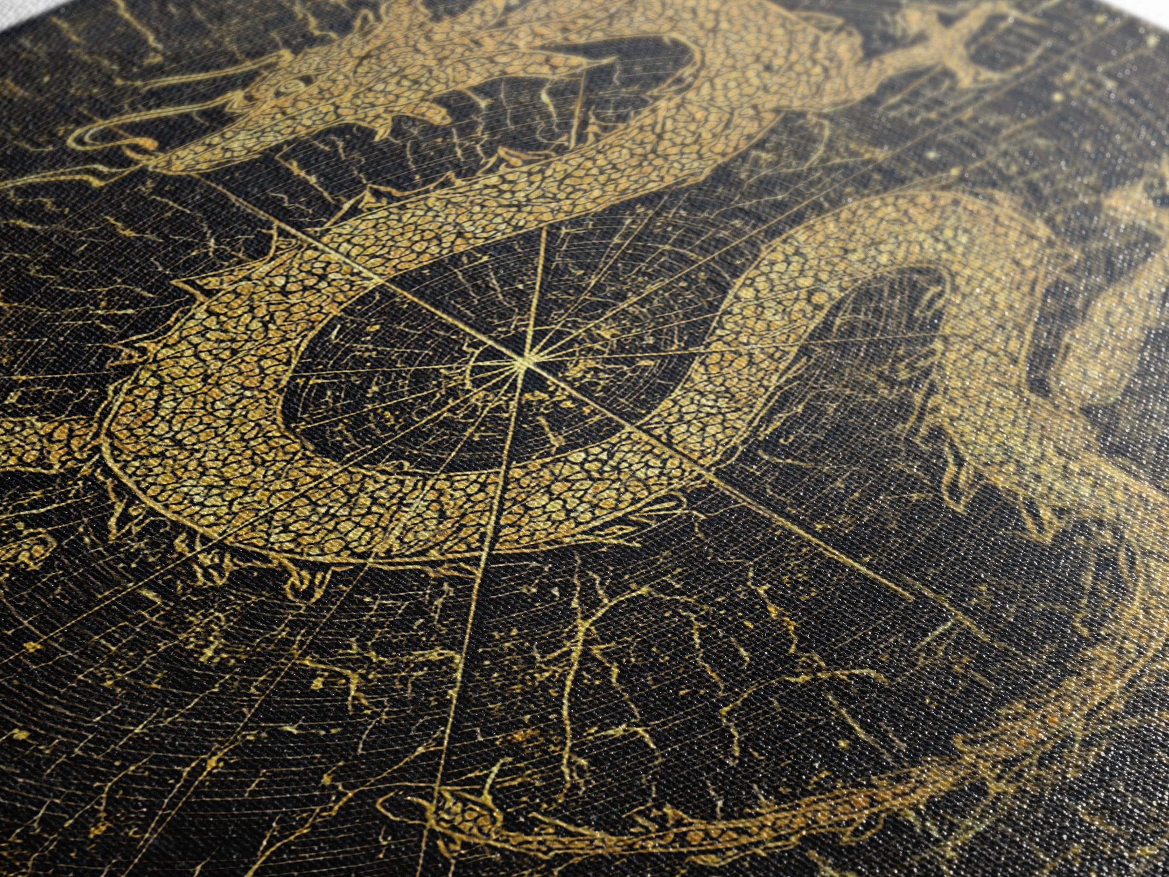 Dragon of Midgard Canvas Gold Art Canvas Art | Norse Mythology Serpent Jormungandr Wall Decor | Office Art with Real Wood Frame