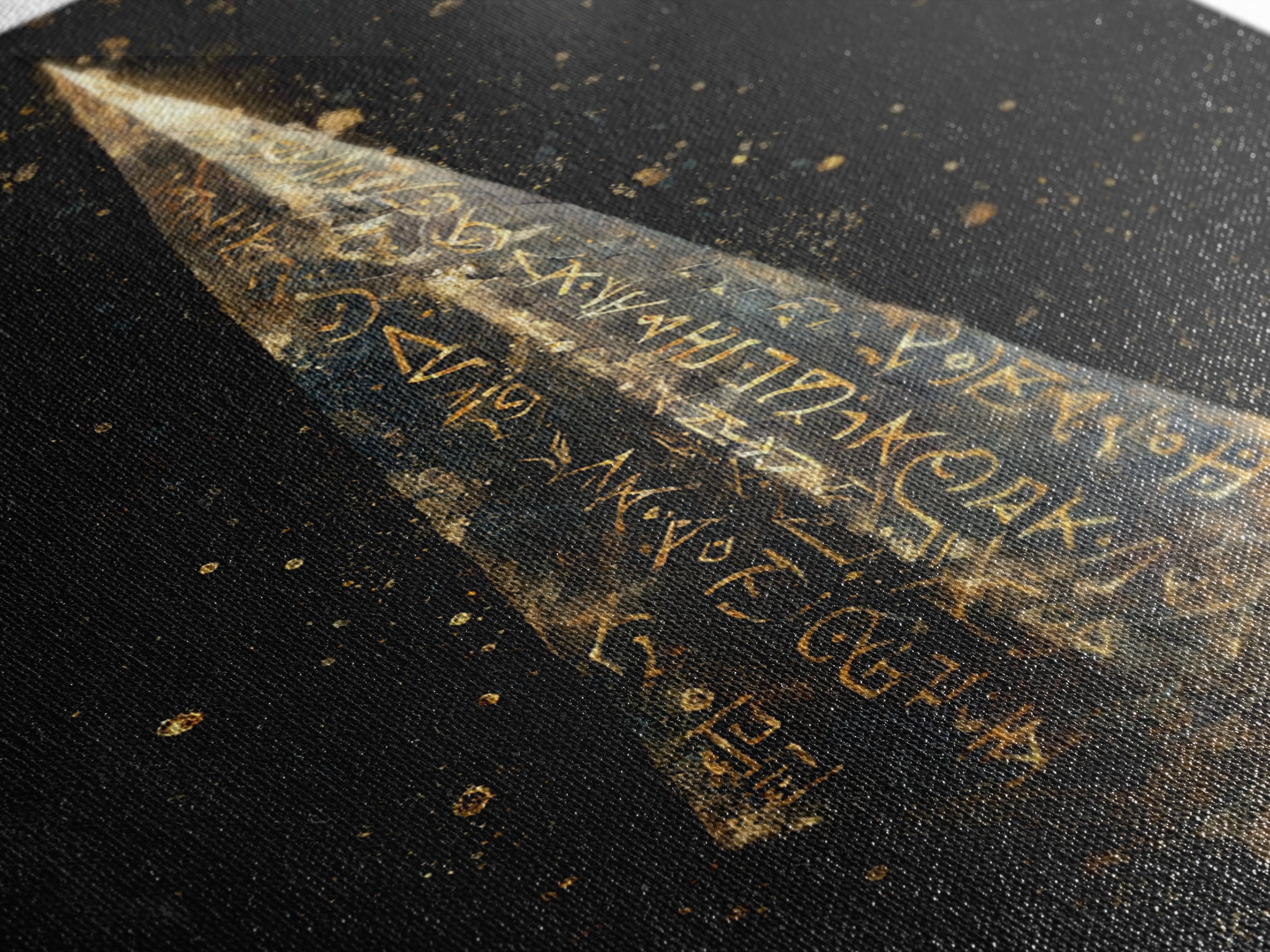 Viking Rune Spear Canvas Gold Art Canvas Art | Nordic Mythology Wall Decor for Office or Man Cave | Framed in Real Wood