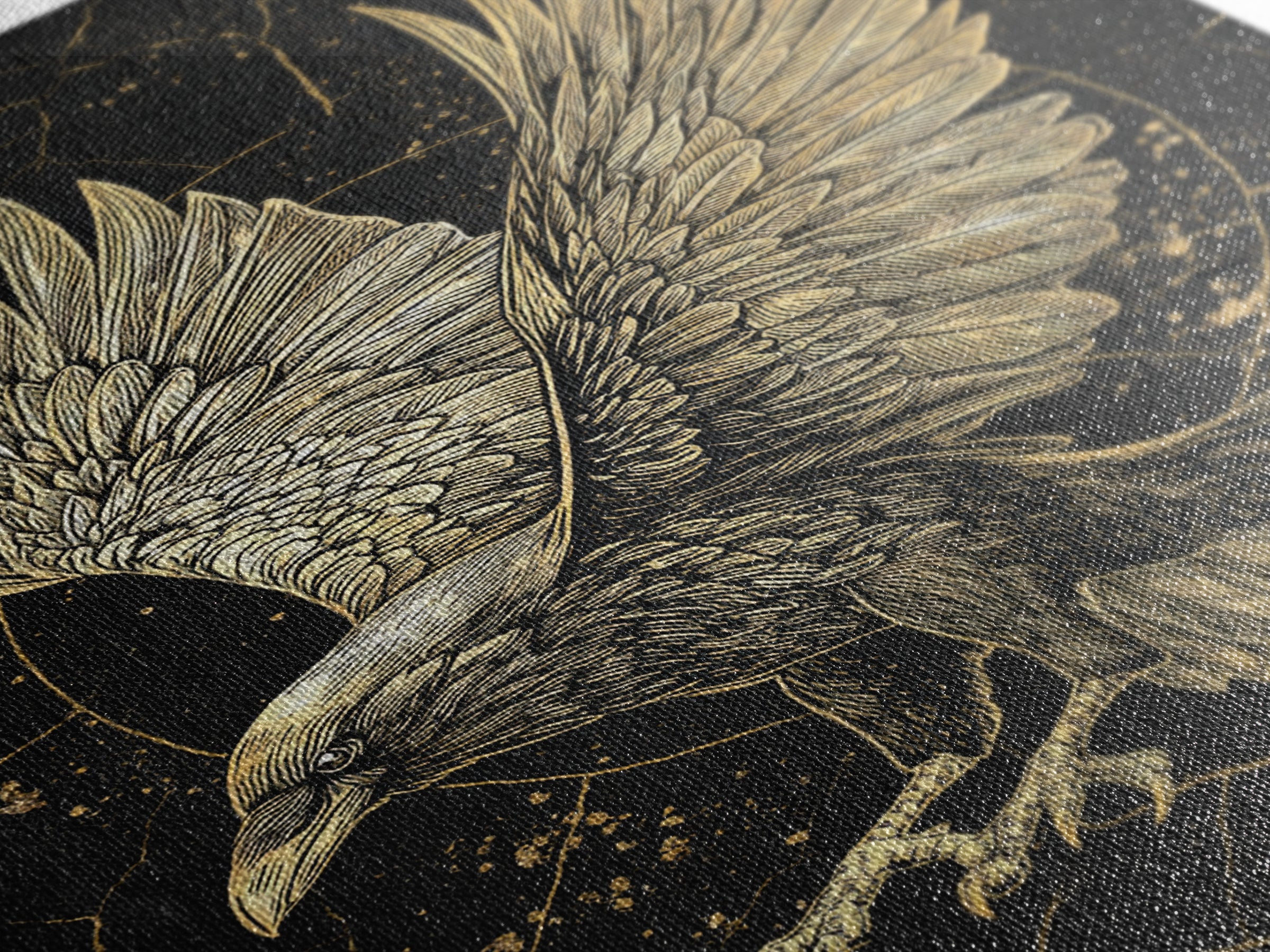 Odin’s Raven Canvas Gold Art Canvas Art | Viking Mythology Wall Decor for Office or Dad Gift | Framed with Solid Wood