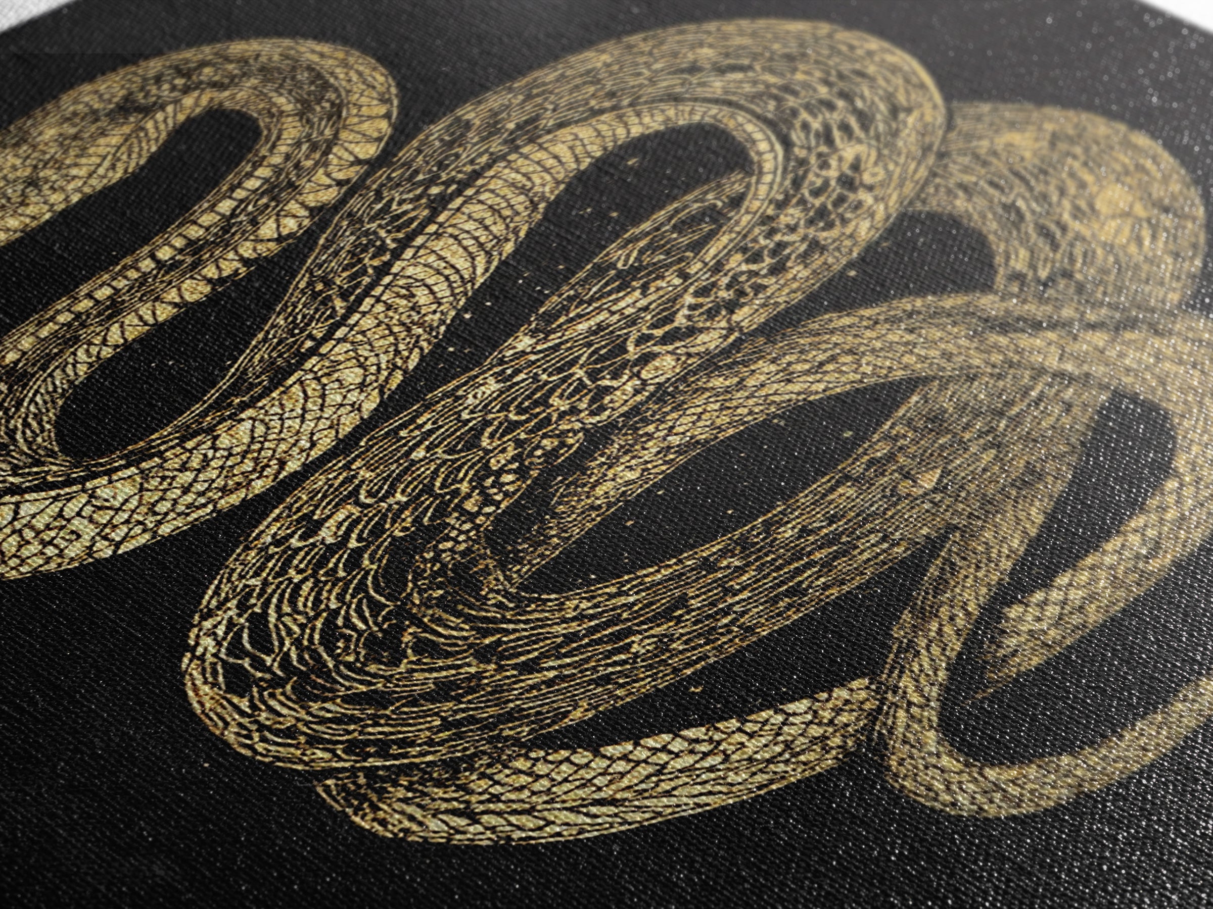 Jormungandr Serpent Canvas Gold Art Canvas Art | Viking Snake Norse Mythology Wall Art for Office or Man Cave | Framed in Wood