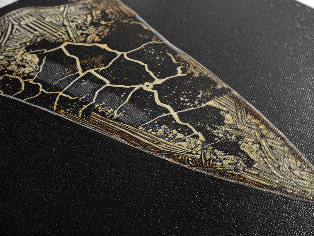 Viking Armor Relic Canvas Gold Art, Nordic Mythology Inspired Canvas Art Wall Decor for Office or Man Cave, with real wood frame