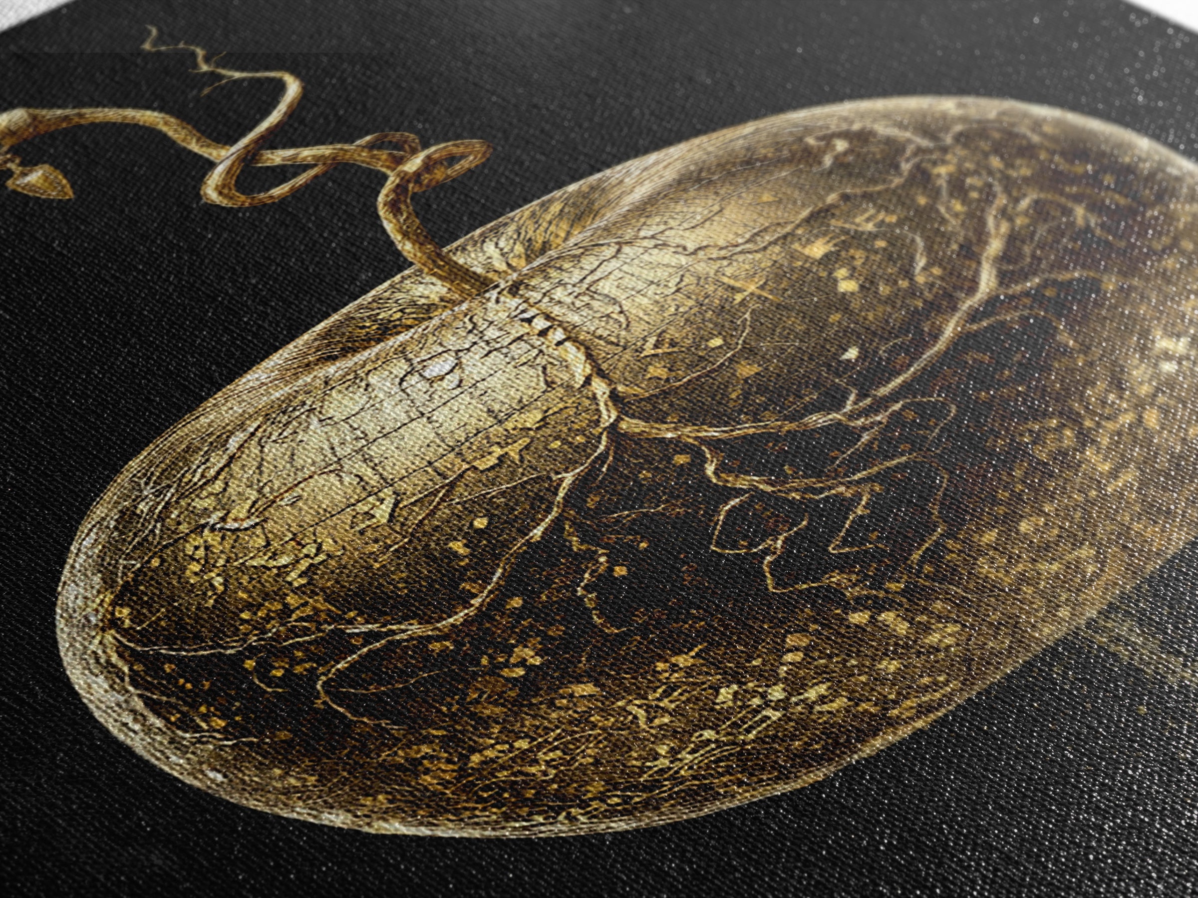 Golden Apple of Idunn Canvas Gold Art Canvas Art | Norse Mythology Wall Decor Pagan Symbol | Office Art Dad Gift | Real Wood Frame