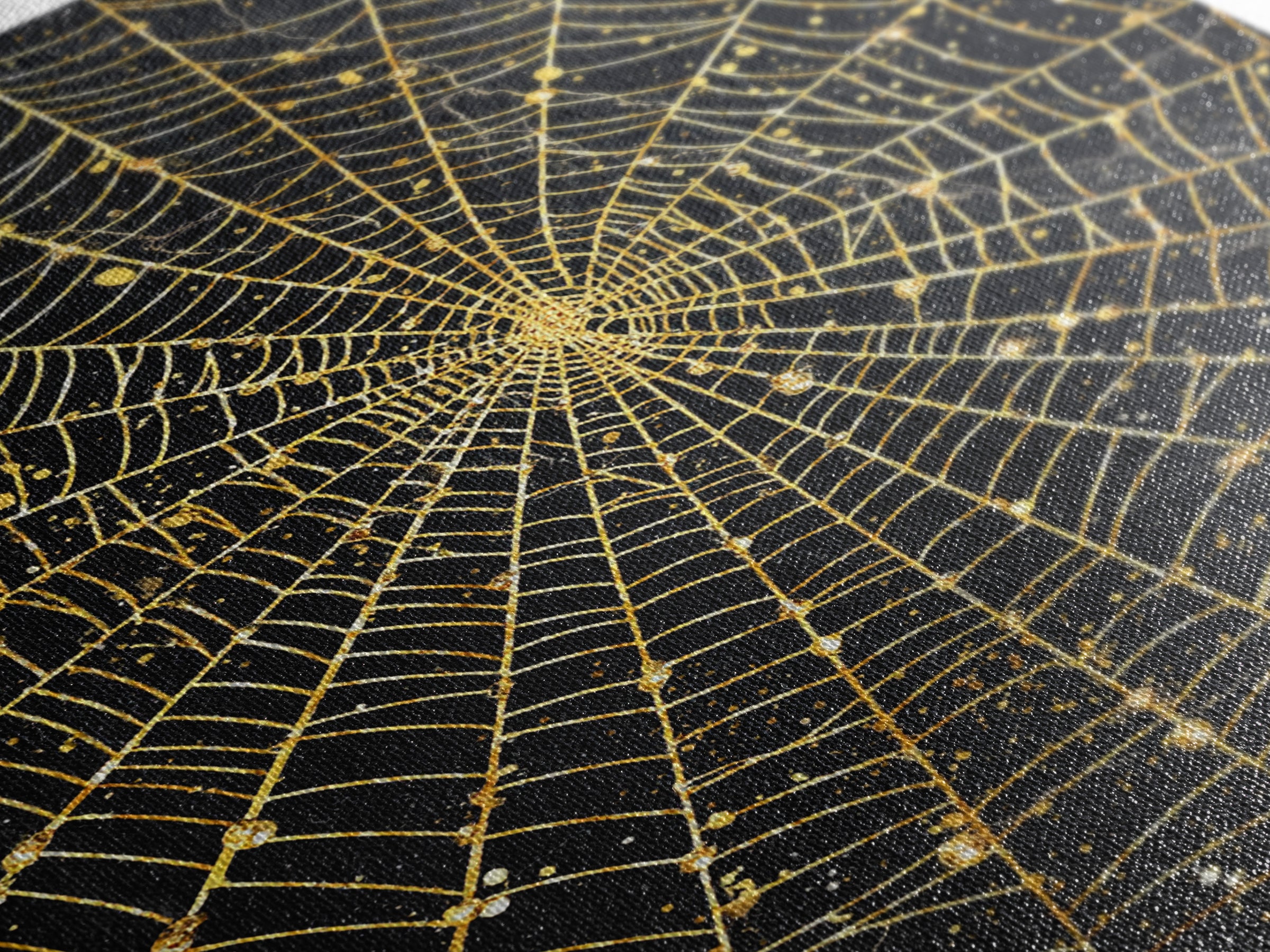 Spider Web Canvas Gold Art, Viking Canvas Art inspired by Norse Norns, Gothic Nordic Wall Decor with handcrafted real wood frame