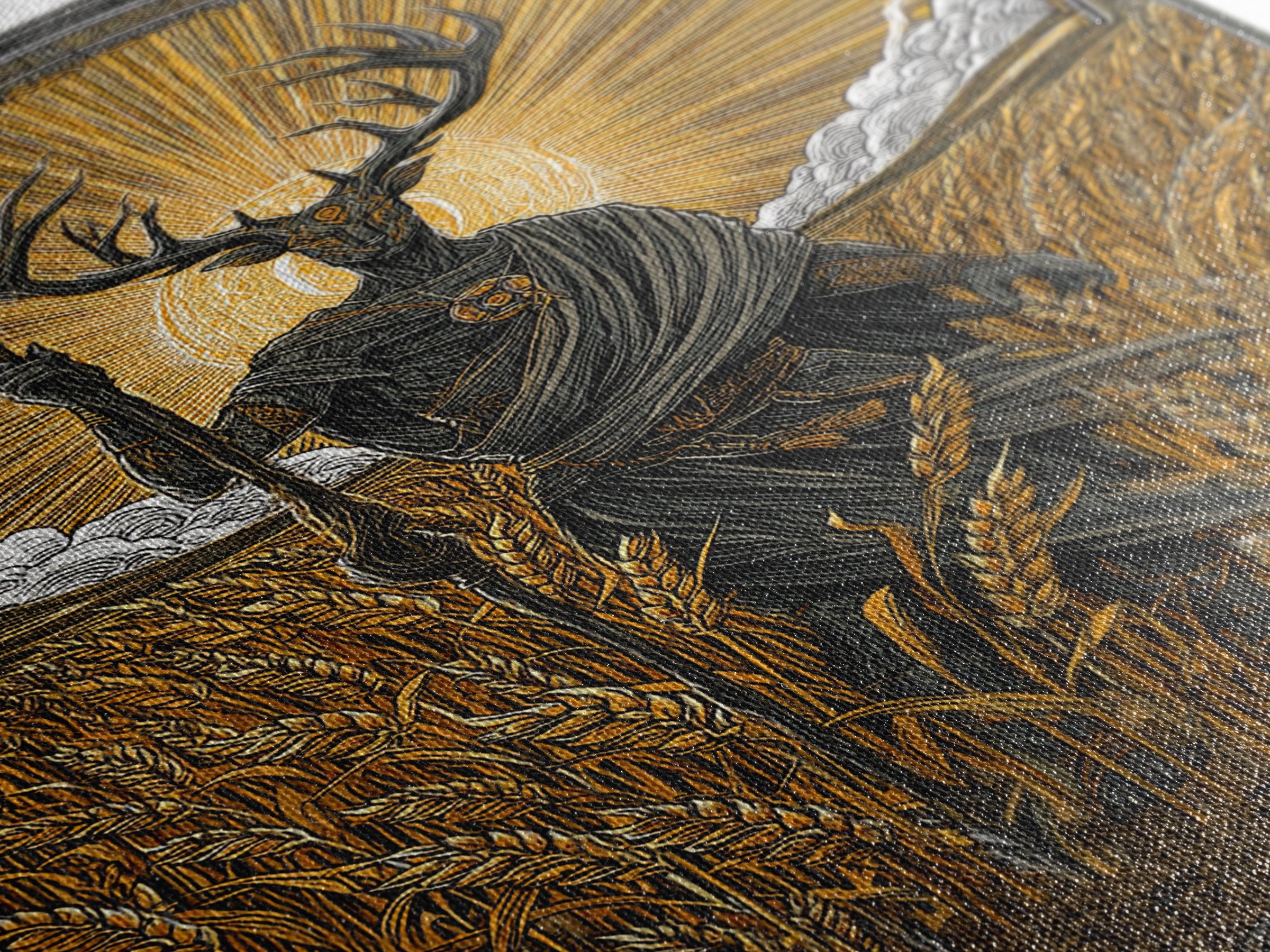 Norse God Frey Canvas Gold Art Canvas Art, Nordic Mythology Wall Decor, framed in real wood, Viking Office Wall Art, Unique Dad Gift