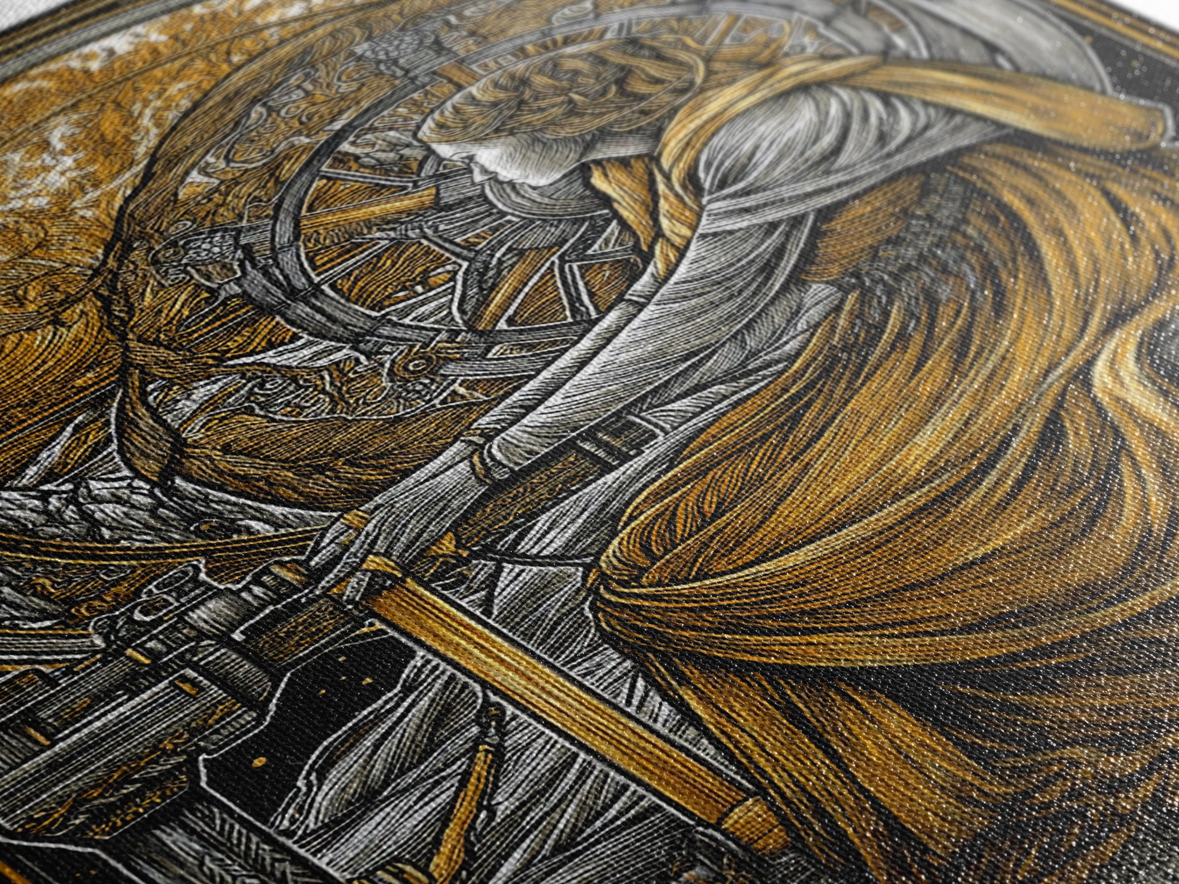 Viking Goddess Frigg Canvas Gold Art Canvas Art, Norse Mythology Wall Decor in real wood frame, Nordic Office Art, Unique Dad Gift