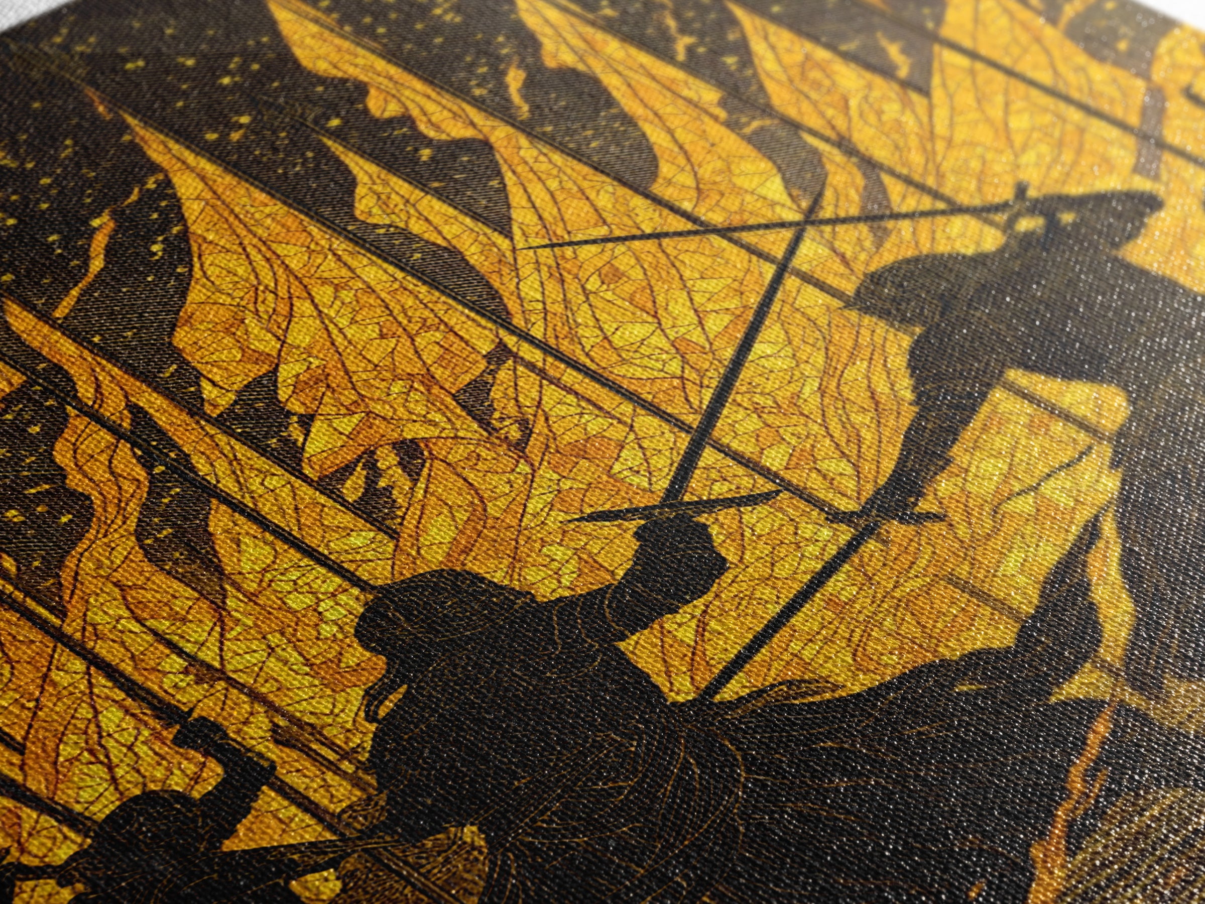Warriors Clash in Fiery Nordic Battle Canvas Gold Art, Viking Combat Canvas Art framed with real wood, Man Cave Office Wall Accent