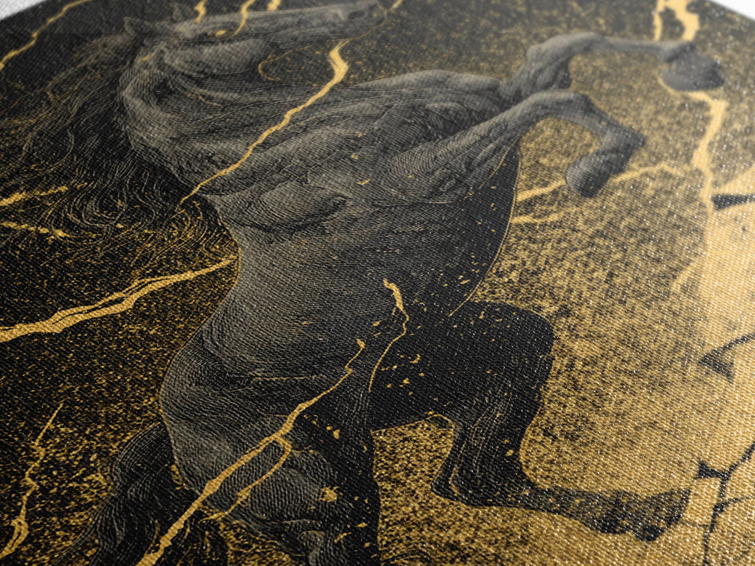 Nordic Sleipnir Horse of Odin Canvas Art Canvas Gold Art Wall Decor Dad Gift Mythology Office Art with handcrafted wood frame