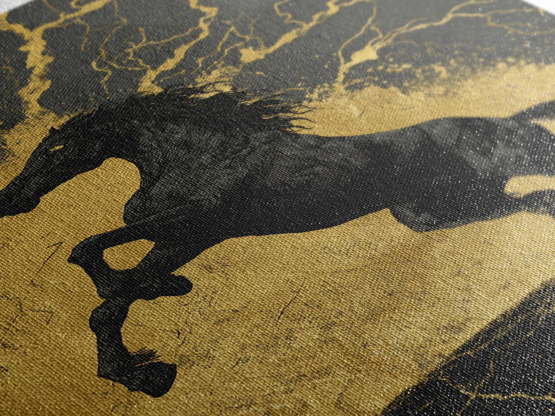 Canvas Gold Art Sleipnir Norse Horse Wall Print Canvas Art Nordic Decor Viking Office Art Man Cave framed in solid real wood