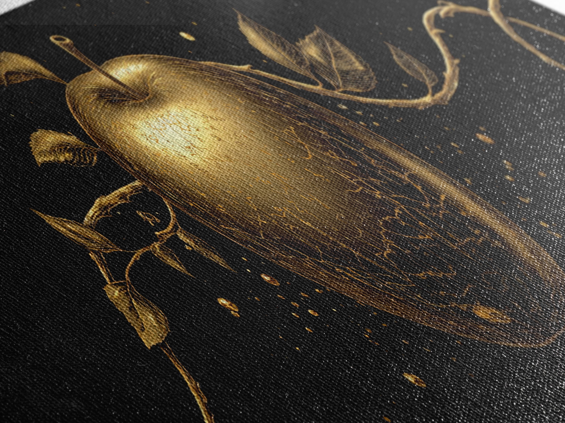 Golden Apple of Idunn Canvas Gold Art Norse Mythology Canvas Art Viking Decor framed in real wood, Unique Nordic Office Art
