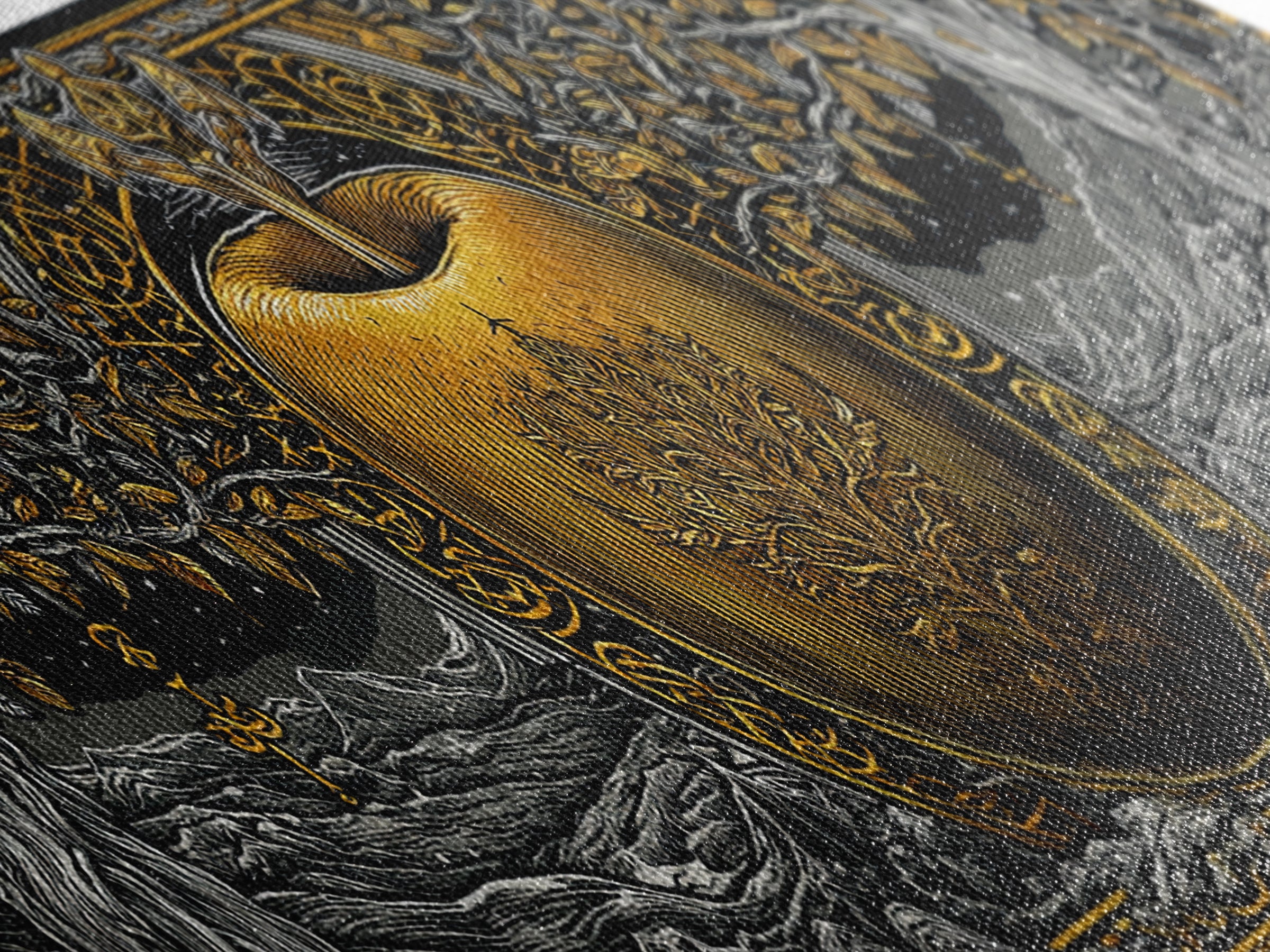Norse Garden of Idunn Canvas Gold Art Viking Mythology Canvas Art Nordic Apple Decor with real wood frame, Man Cave Wall Art