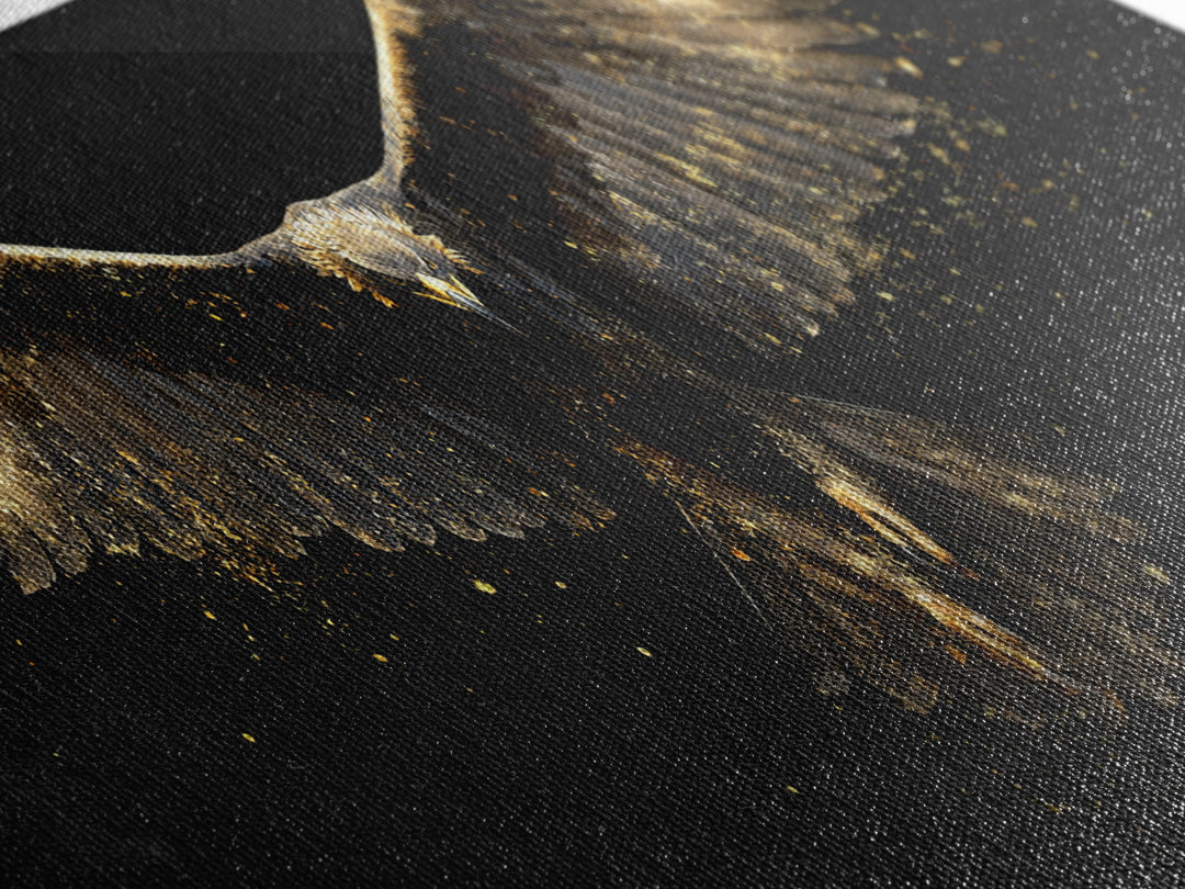 Golden Eagle Canvas Gold Art Norse Mythology Canvas Art Odin’s Bird Decor with real wood frame, Nordic Viking Man Cave Gift
