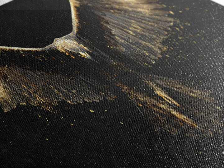 Golden Eagle Canvas Gold Art Norse Mythology Canvas Art Odin’s Bird Decor with real wood frame, Nordic Viking Man Cave Gift