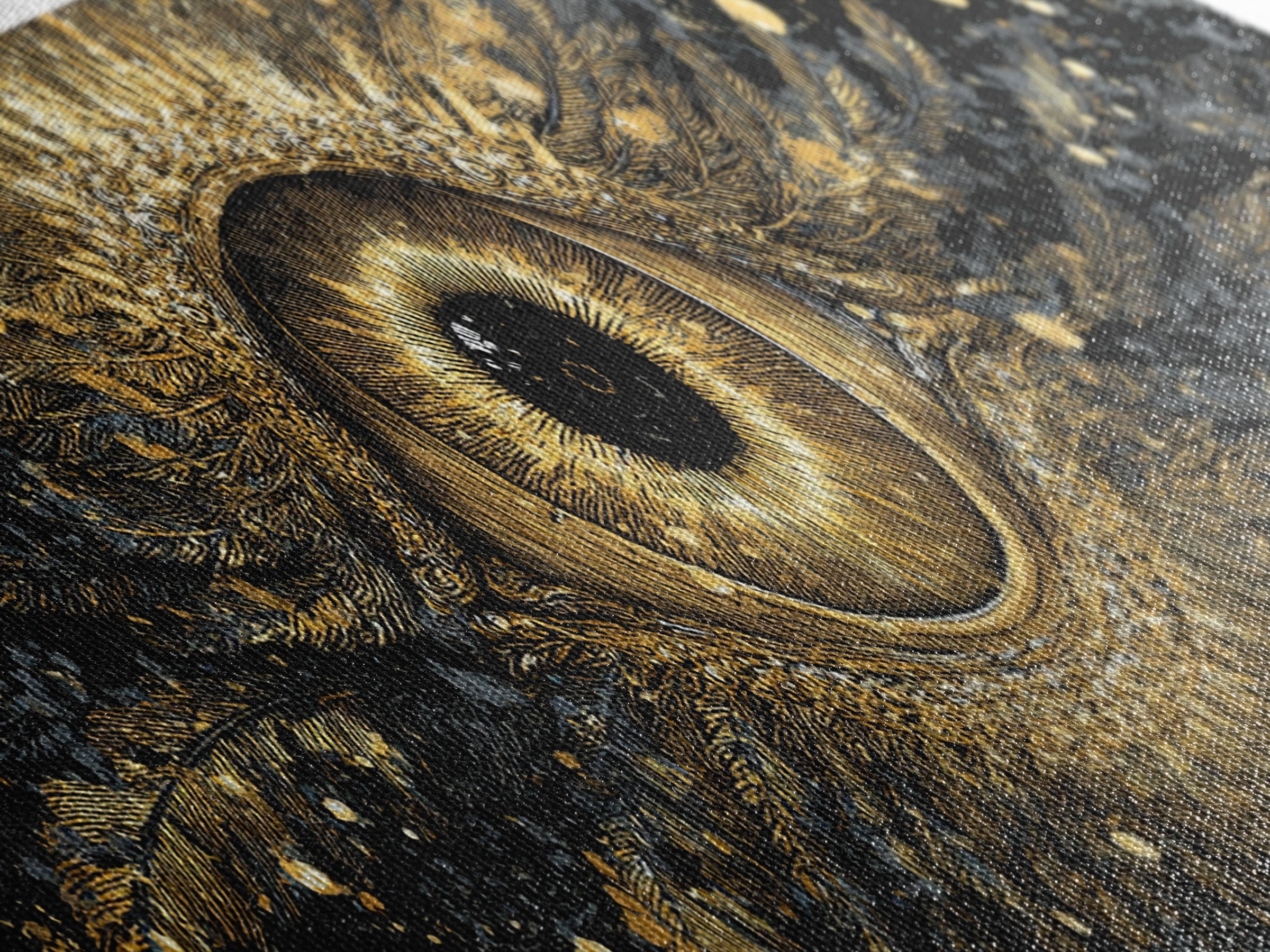 Odin’s All-Seeing Eye Canvas Gold Art Nordic Wall Decor Canvas Art for Office or Man Cave, framed in natural wood