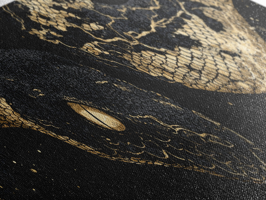 Viking Serpent Jormungandr Canvas Art, Canvas Gold Art from Nordic Mythology, Dad Gift or Office Decor, Framed in Real Wood