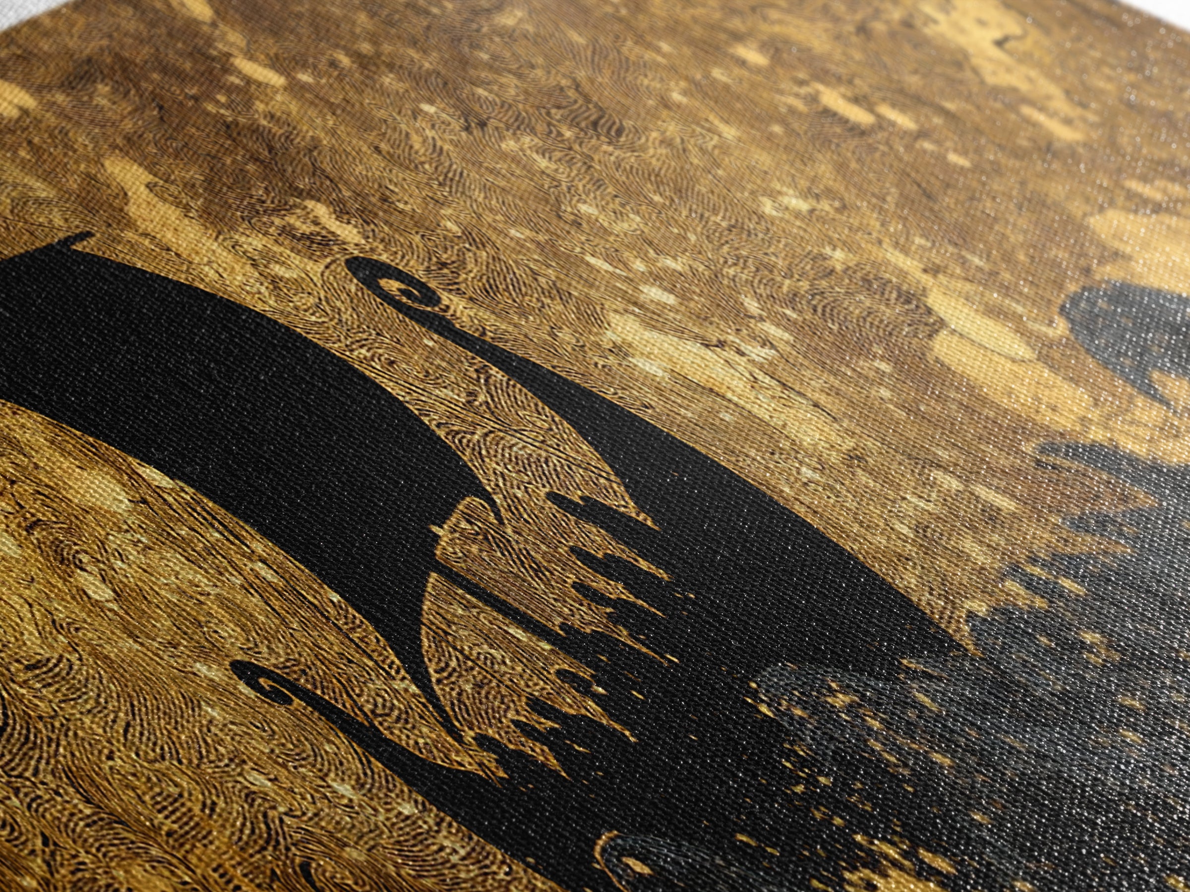 Viking Funerary Ship Canvas Gold Art Norse Mythology Canvas Art, Office Wall Decor framed in real wood, Dad Gift Man Cave