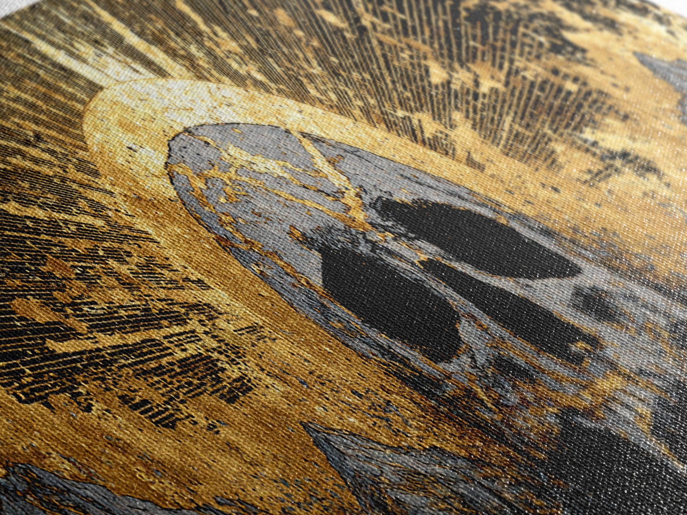 Nordic Mythology Canvas Gold Art, Ymir Skull Landscape Canvas Art with Natural Wood Frame, Viking Man Cave Wall Decor