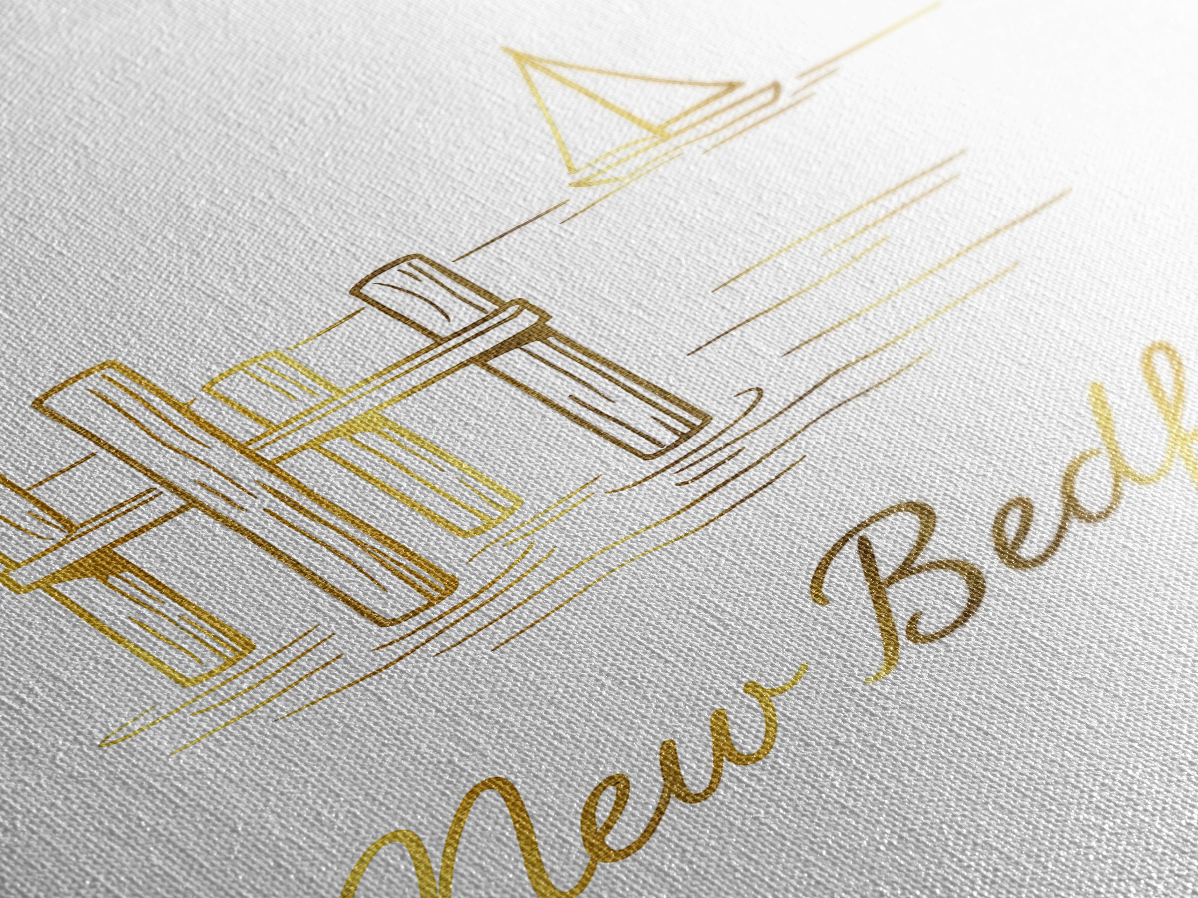 New Bedford Travel Poster, Framed Canvas Print, Minimalist Gold Line Art, New Bedford Travel Art, Living Room Wall Art, Modern Wall Decor