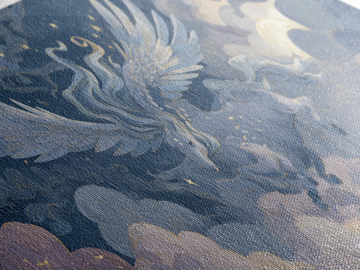 Pegasus Flying Above Cloud Kingdom Canvas Print, Mythological Art, Contemporary Art, Living Room Decor, Fine Art, Legend, MYT-2x1-17