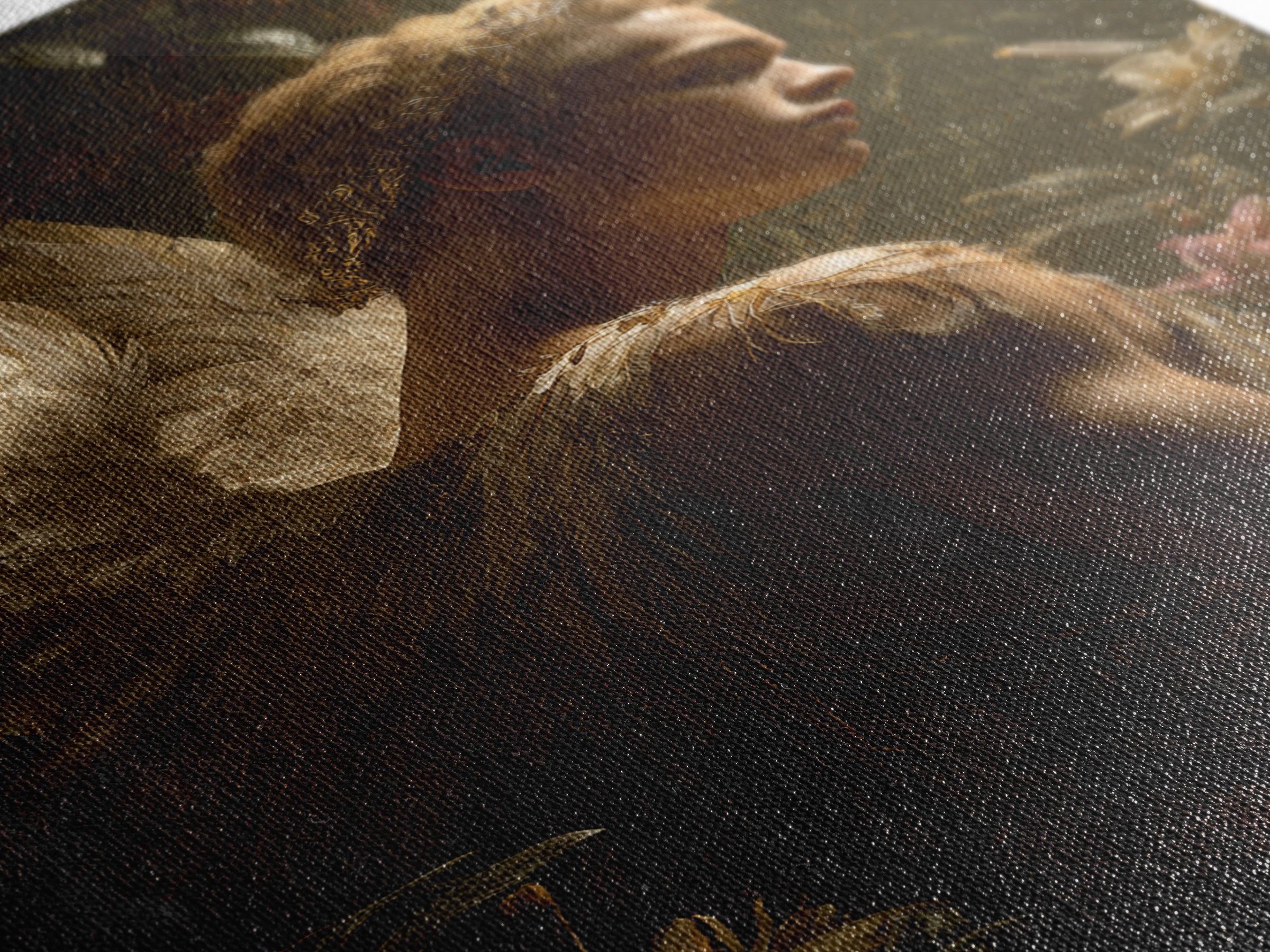 Icarus Falling Through Golden Sky and Feathers Canvas Print, Mythological Art, Living Room Wall Art, Living Room Decor, Legend, MYT-2x3-36