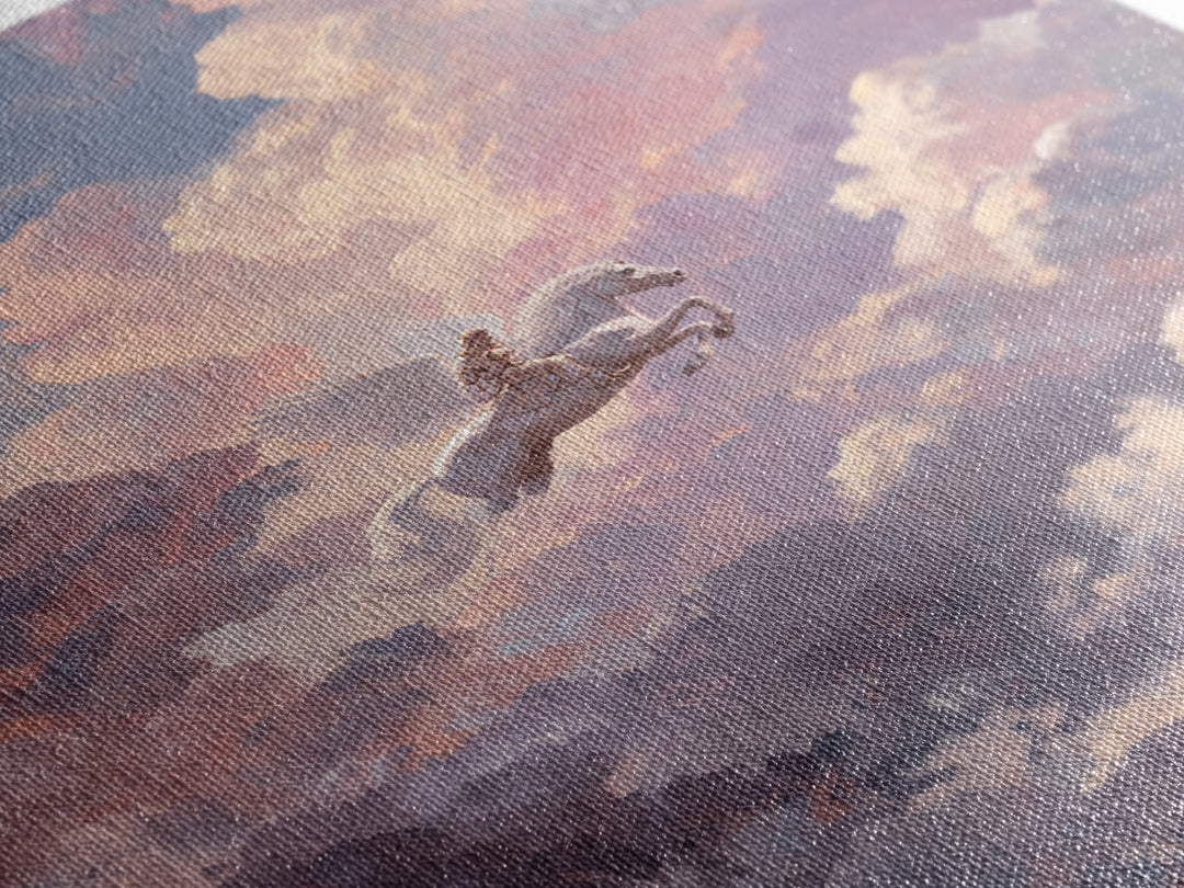 Pegasus Flying Above Cloud Kingdom Canvas Print, Mythological Art, Artwork, Living Room Decor, Legend, Gallery Wall Art, MYT-2x3-77