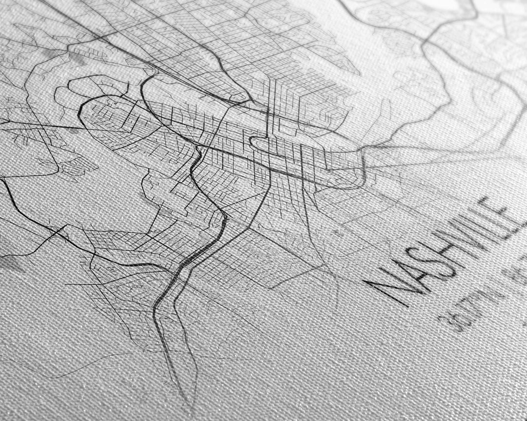 Nashville City Map, Tennessee Map, Map Art, Minimalist Wall Art, Wall Art, Canvas Art, Music Lover Gift, Country Décor, Landscape Wall Art