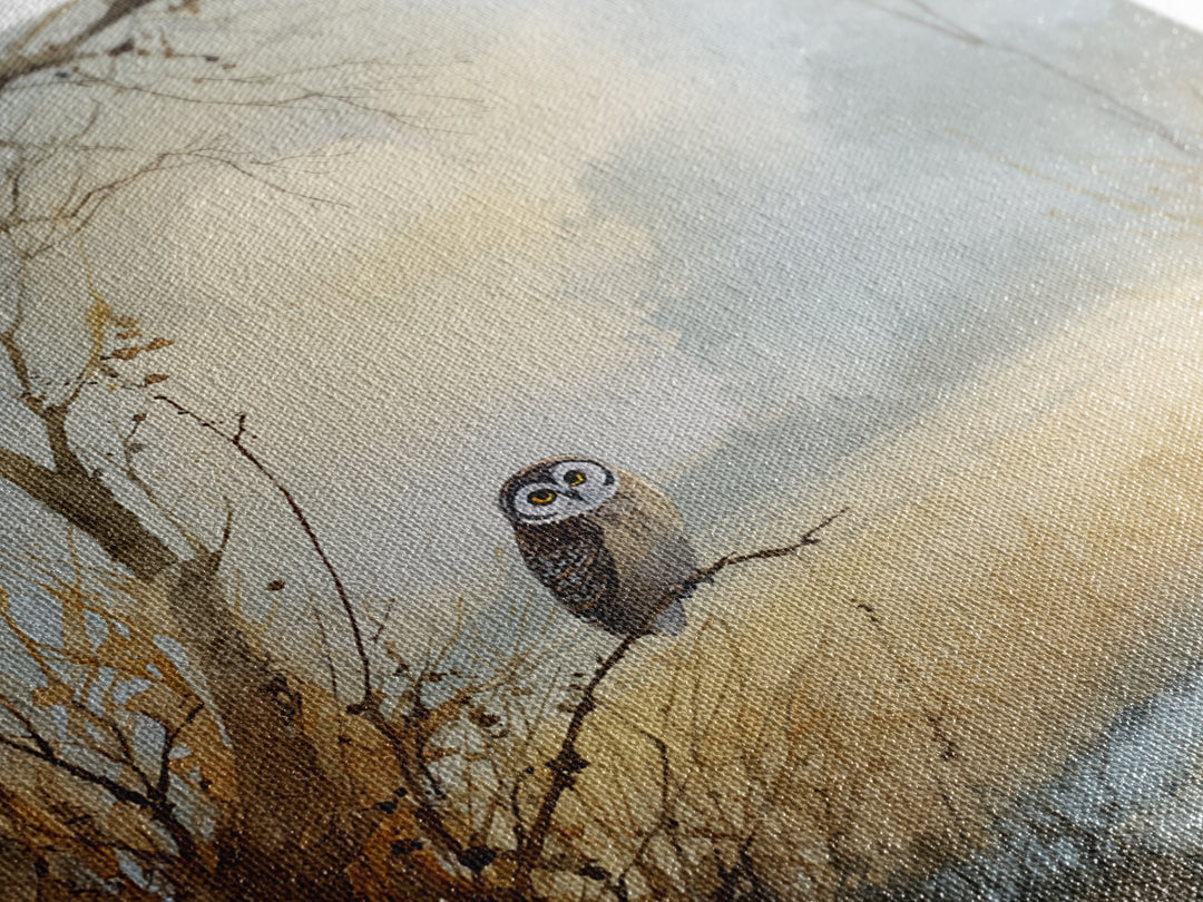 Owl in Moonlit Branches Canvas Print, Nature Art, Living Room Decor, Nature, Ocean Art, Bird Wall Art, Nature Wall Art, NAT-1x1-19