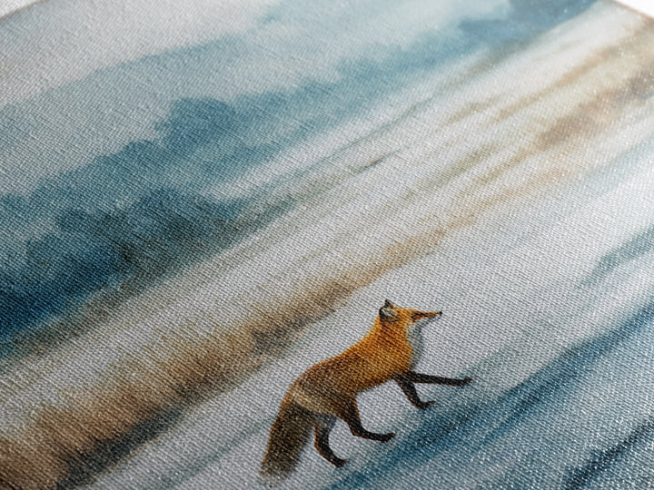 Fox Crossing a Snowy Forest Clearing Canvas Print, Nature Art, Neutral Decor, Living Room Decor, Fine Art, Nature, Wall Art, NAT-1x1-82