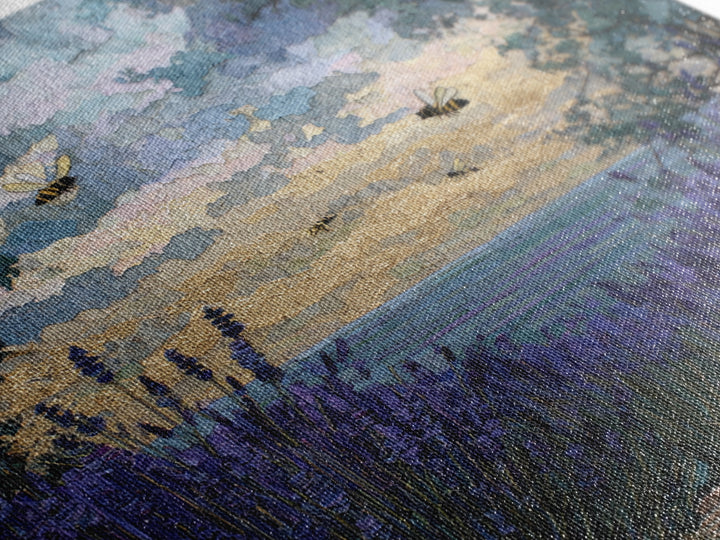 Bees Circling Lavender Blossoms Canvas Print, Nature Art, Neutral Decor, Living Room Decor, Fine Art, Nature, Wall Art, NAT-1x1-95