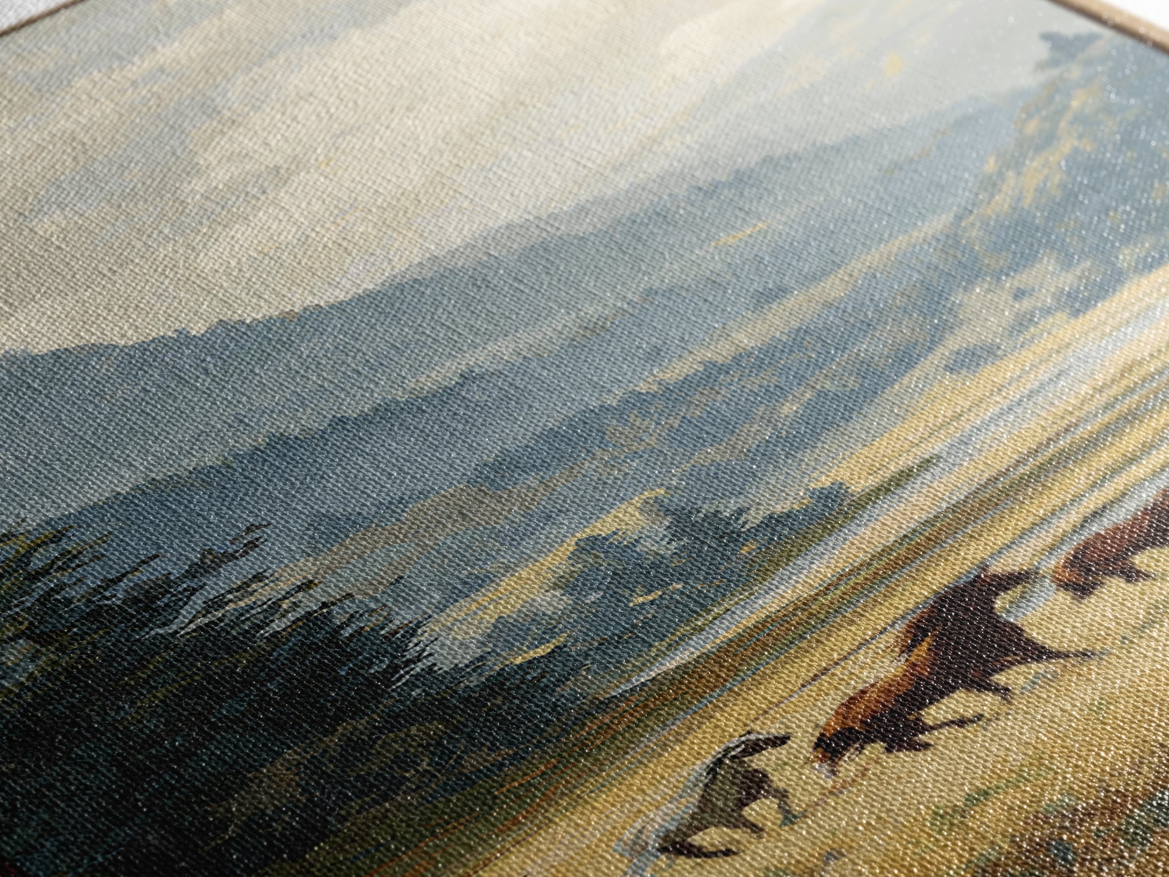 Wild Horses Running Near Mountain Ridge Canvas Print, Nature Art, Living Room Wall Art, Living Room Decor, Fine Art, Nature, NAT-1x3-10