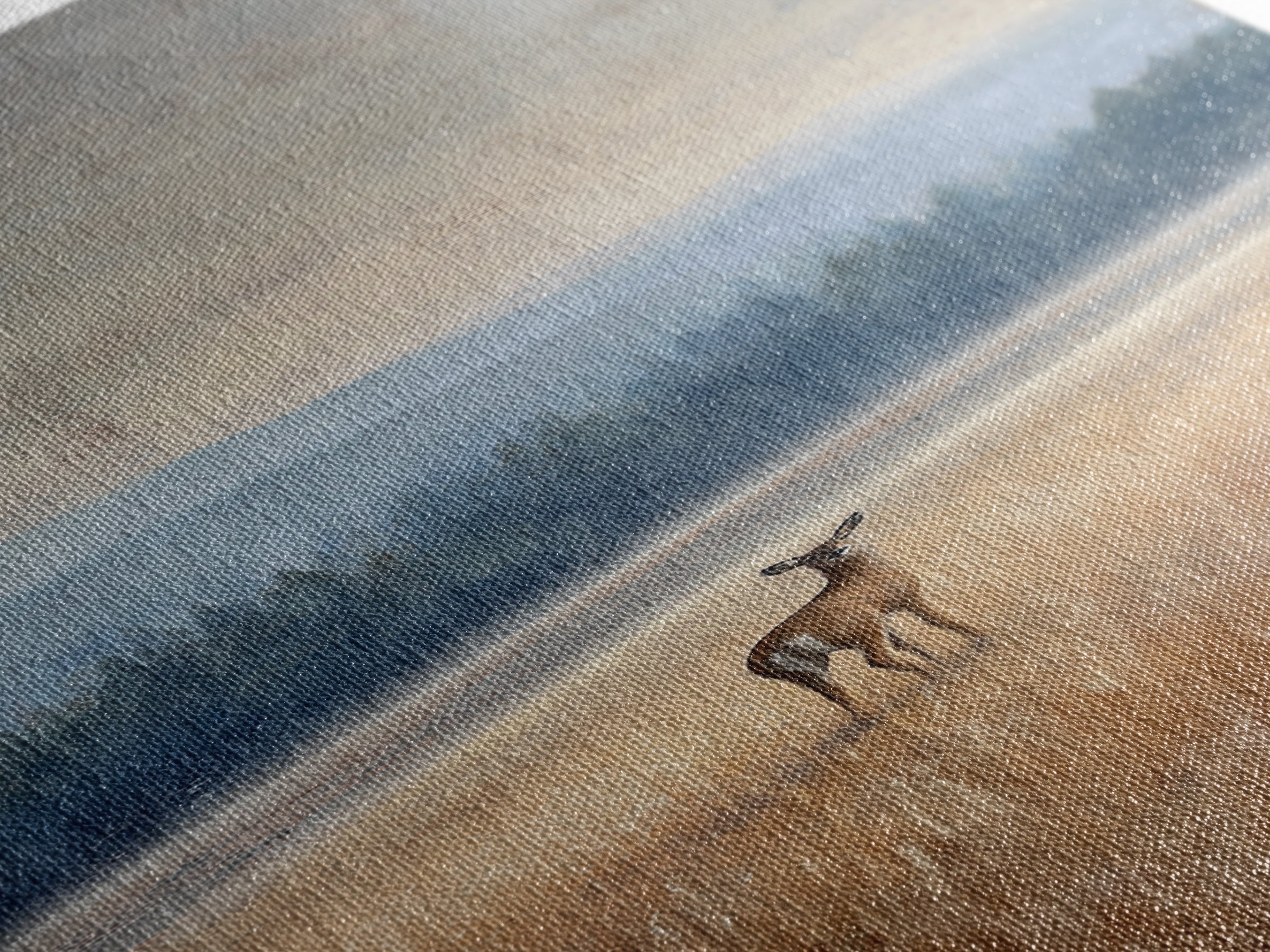 Deer Standing in a Golden Field Canvas Print, Nature Art, Contemporary Art, Living Room Decor, Fine Art, Nature, Framed Art, NAT-1x3-44