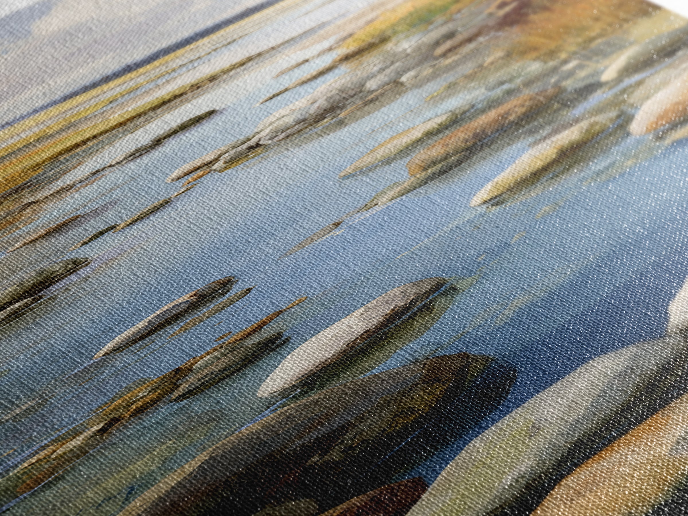River Stones under Clear Shallow Water Canvas Print, Nature Art, Painting, Living Room Decor, Fine Art, Nature, Modern Wall Art, NAT-1x3-73