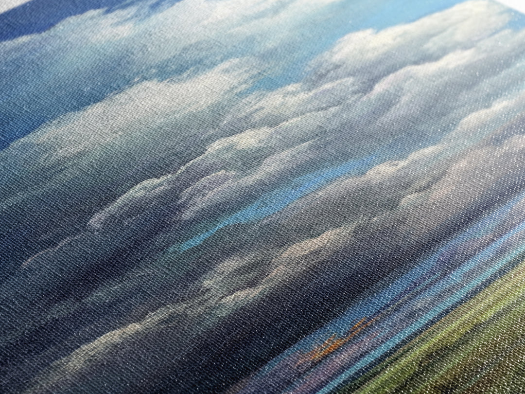 Storm Clouds over a Rolling Prairie Framed Canvas Print, Nature Art, Landscape Print, Living Room Decor, Fine Art, Nature, NAT-1x3-74