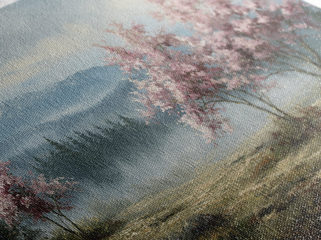 Spring Cherry Blossoms Framed Canvas Print, Nature Art, Art Print, Living Room Decor, Fine Art, Nature, Printable Wall Art, NAT-2x1-12